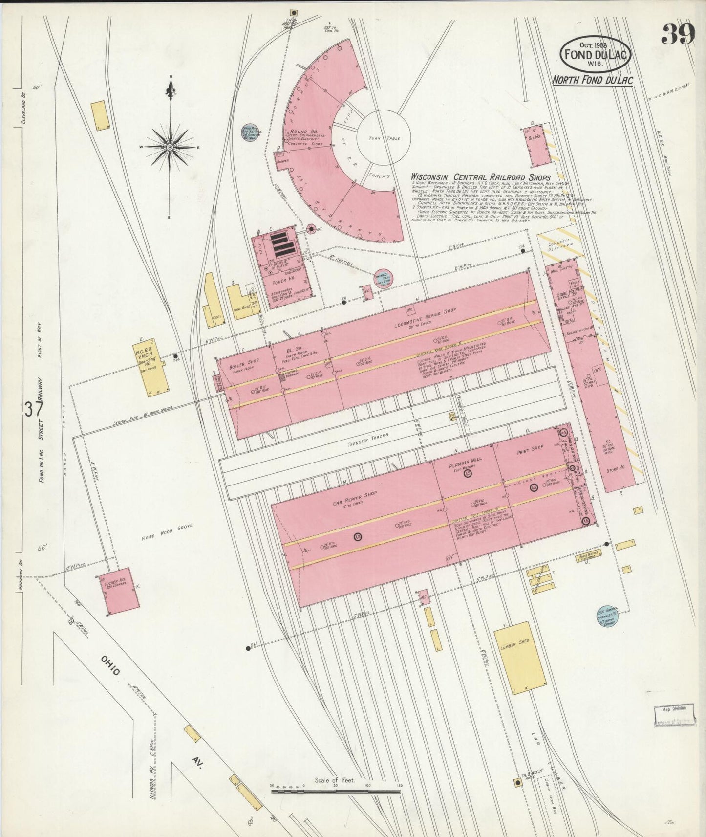 Sanborn Fire Insurance Map from Fond du Lac, Fond du Lac County, Wisconsin (1908), Sheet #0039 - Historic Sanborn Fire Insurance Map Print, vintage old map wall art, antique decor, genealogy gift, Wisconsin Wisconsin map