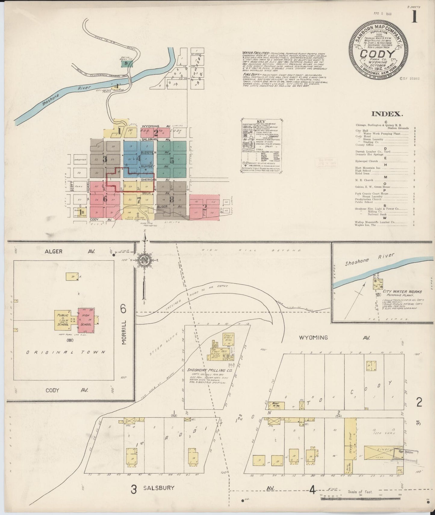 Sanborn Fire Insurance Map from Cody, Park County, Wyoming. (1912) – Historic Sanborn Fire Insurance Map Print