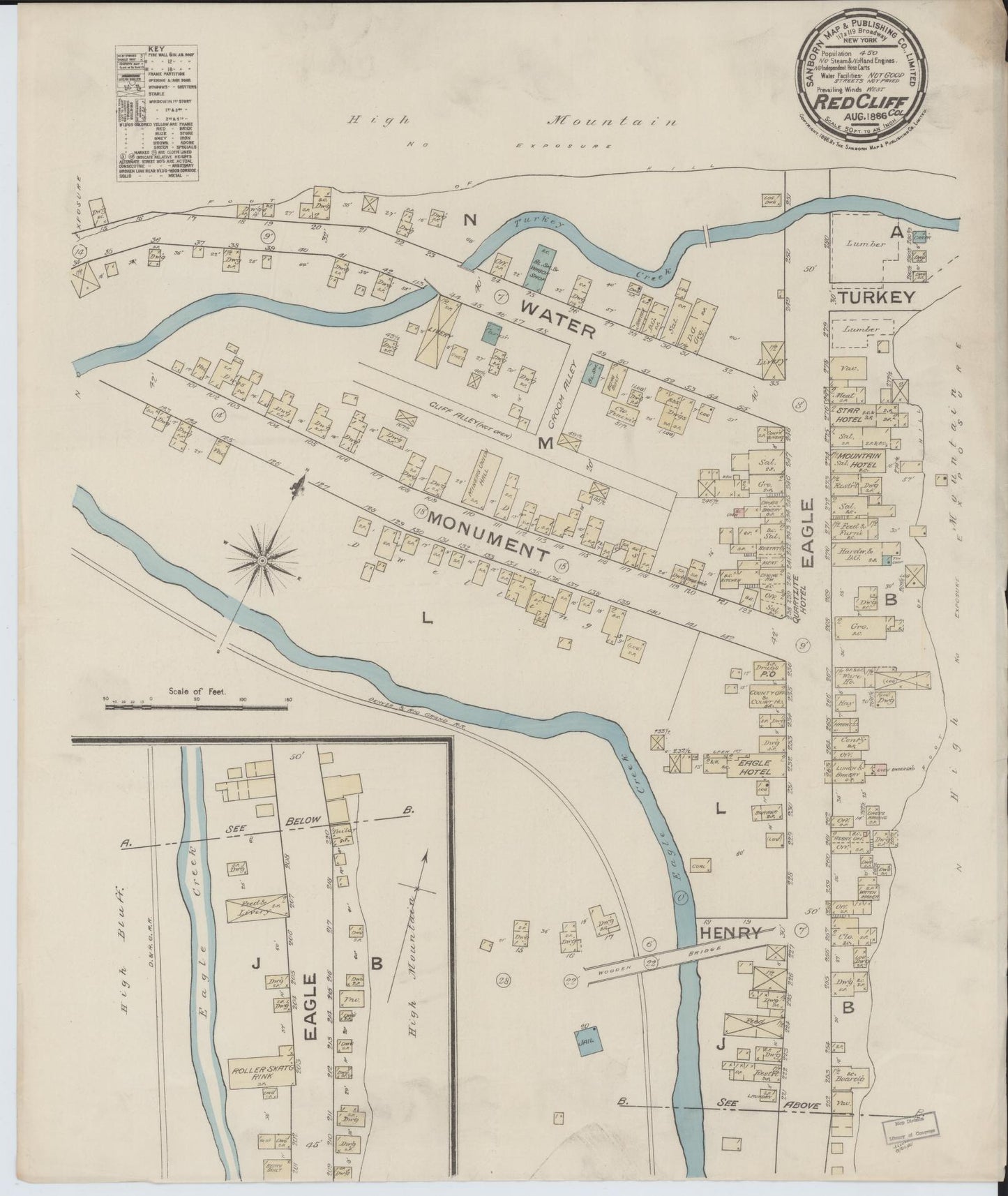 Sanborn Fire Insurance Map from Red Cliff, Eagle County, Colorado. (1886) – Historic Sanborn Fire Insurance Map Print