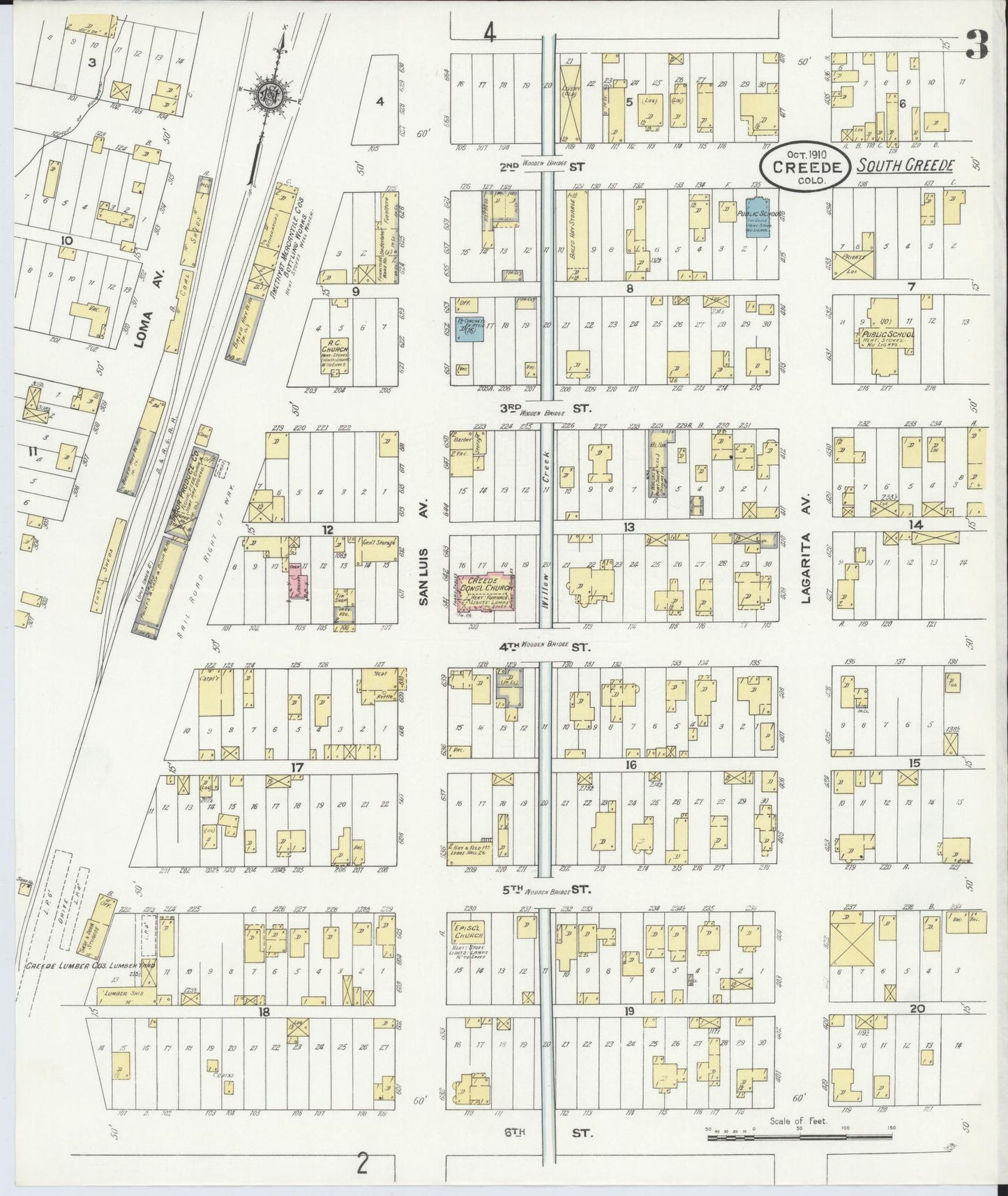 Sanborn Fire Insurance Map from Creede, Mineral County, Colorado (1910), Sheet #0003 - Historic Sanborn Fire Insurance Map Print, vintage old map wall art, antique decor, genealogy gift, Colorado Colorado map
