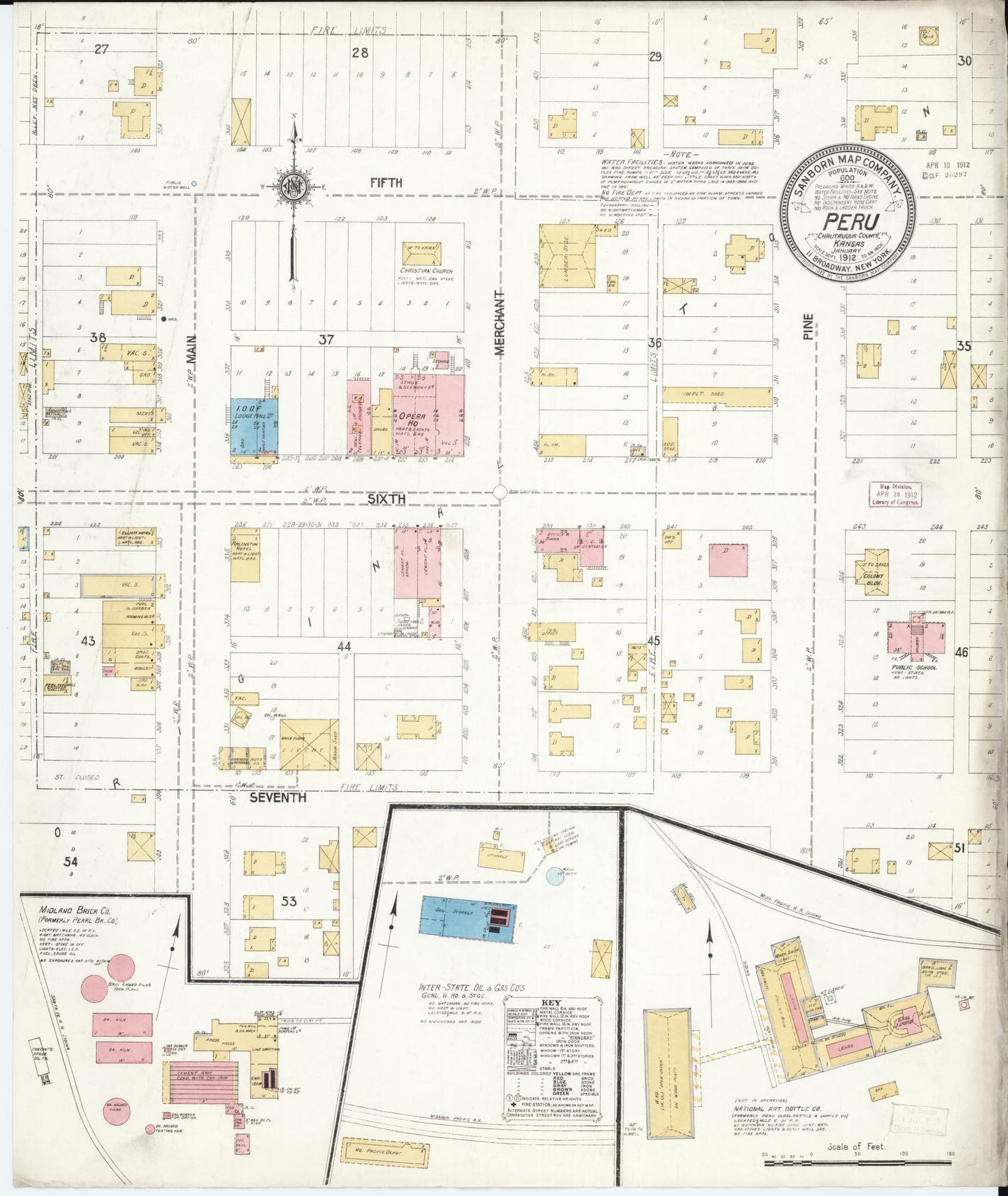 Sanborn Fire Insurance Map from Peru, Chautauqua County, Kansas (1912), Sheet #0001 - Historic Sanborn Fire Insurance Map Print, vintage old map wall art, antique decor, genealogy gift, Kansas Kansas map