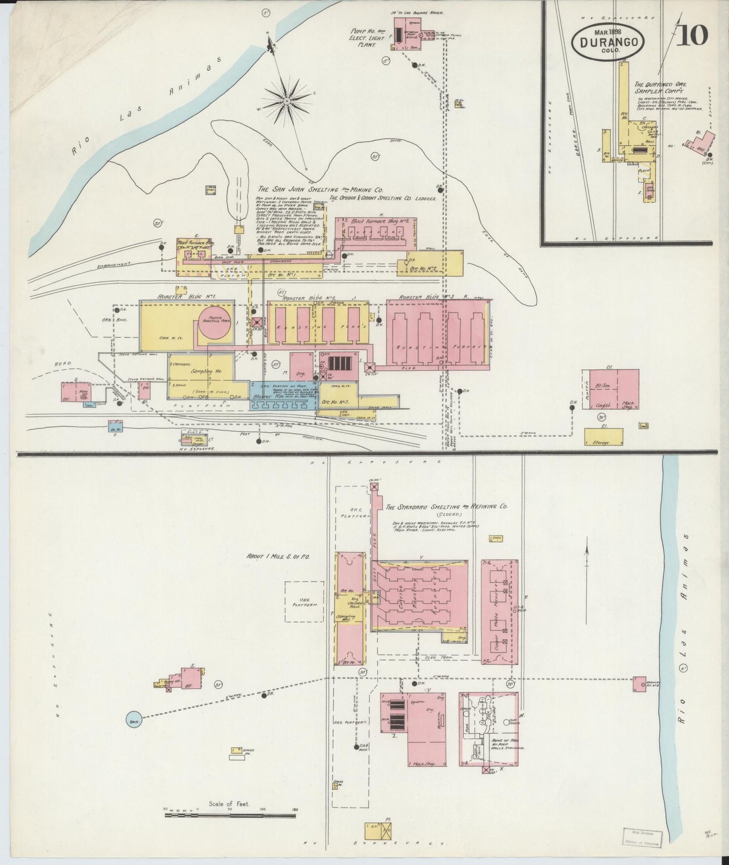 Sanborn Fire Insurance Map from Durango, La Plata County, Colorado (1898), Sheet #0010 - Historic Sanborn Fire Insurance Map Print, vintage old map wall art, antique decor, genealogy gift, Colorado Colorado map