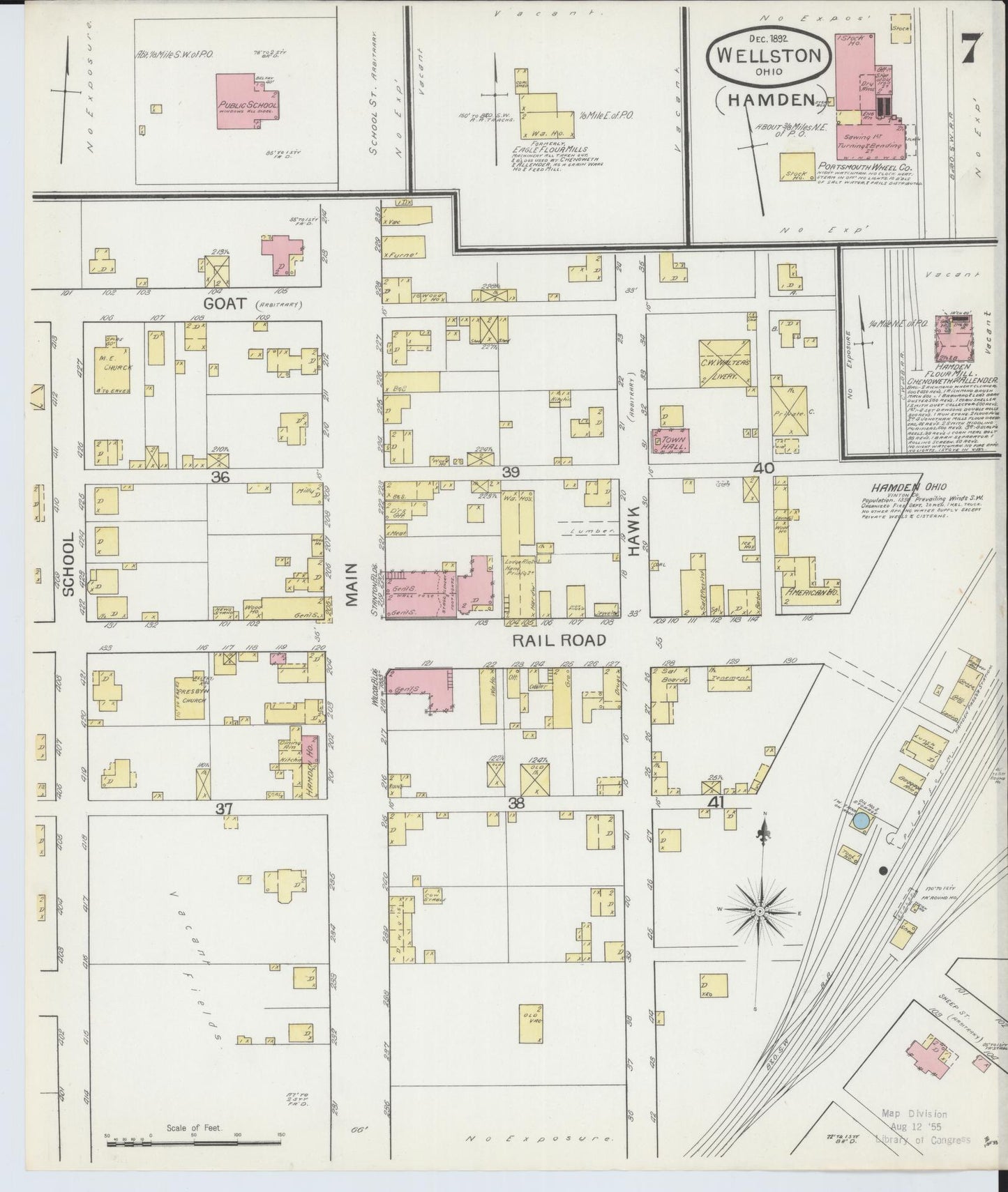Sanborn Fire Insurance Map from Wellston, Jackson County, Ohio (1892), Sheet #0007 - Complete Map Set gallery image, historic Sanborn map, vintage wall art, Ohio Ohio