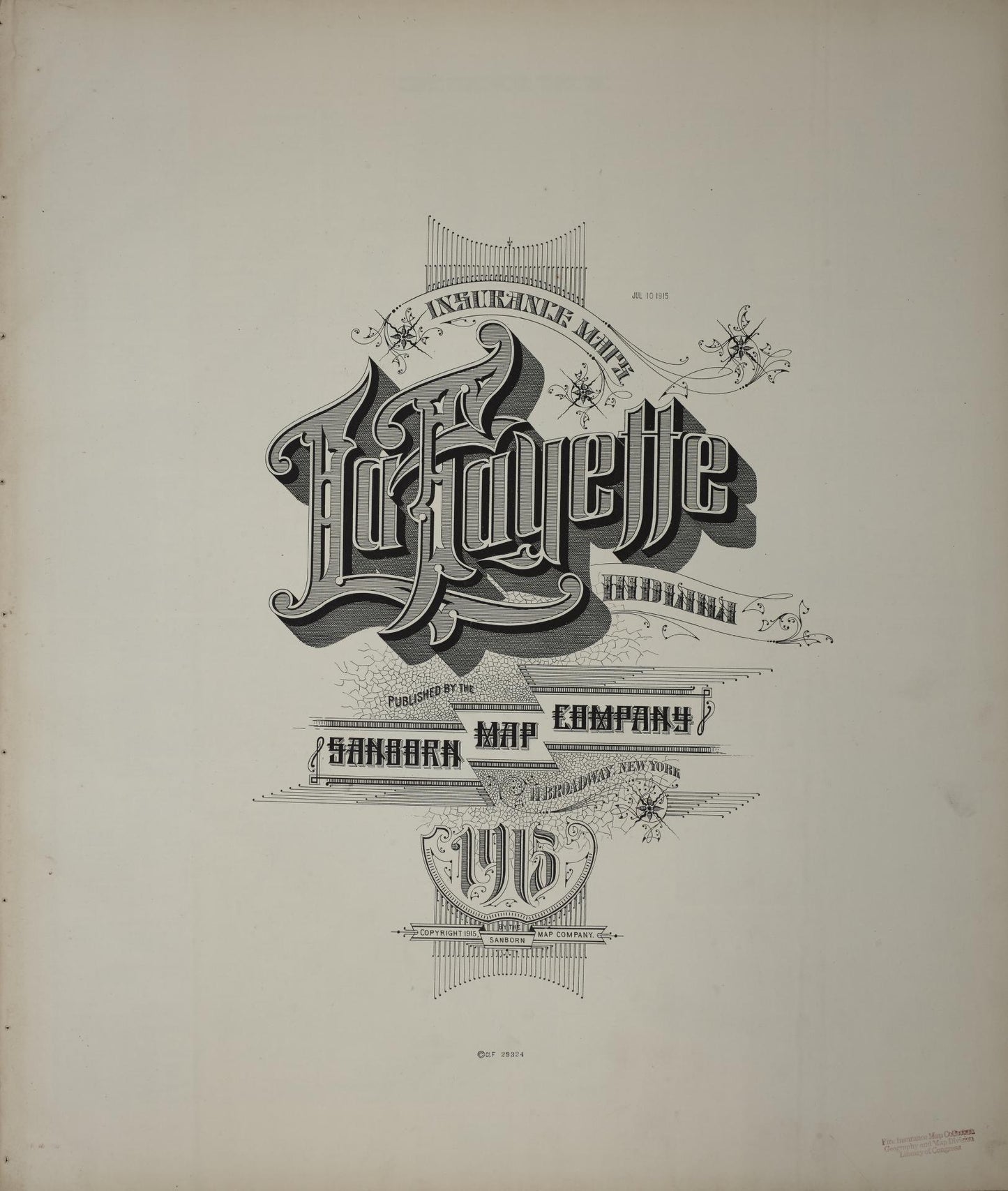 Sanborn Fire Insurance Map from Lafayette, Tippecanoe County, Indiana (1915), Sheet #0001 - Historic Sanborn Fire Insurance Map Print, vintage old map wall art, antique decor, genealogy gift, Indiana Indiana map