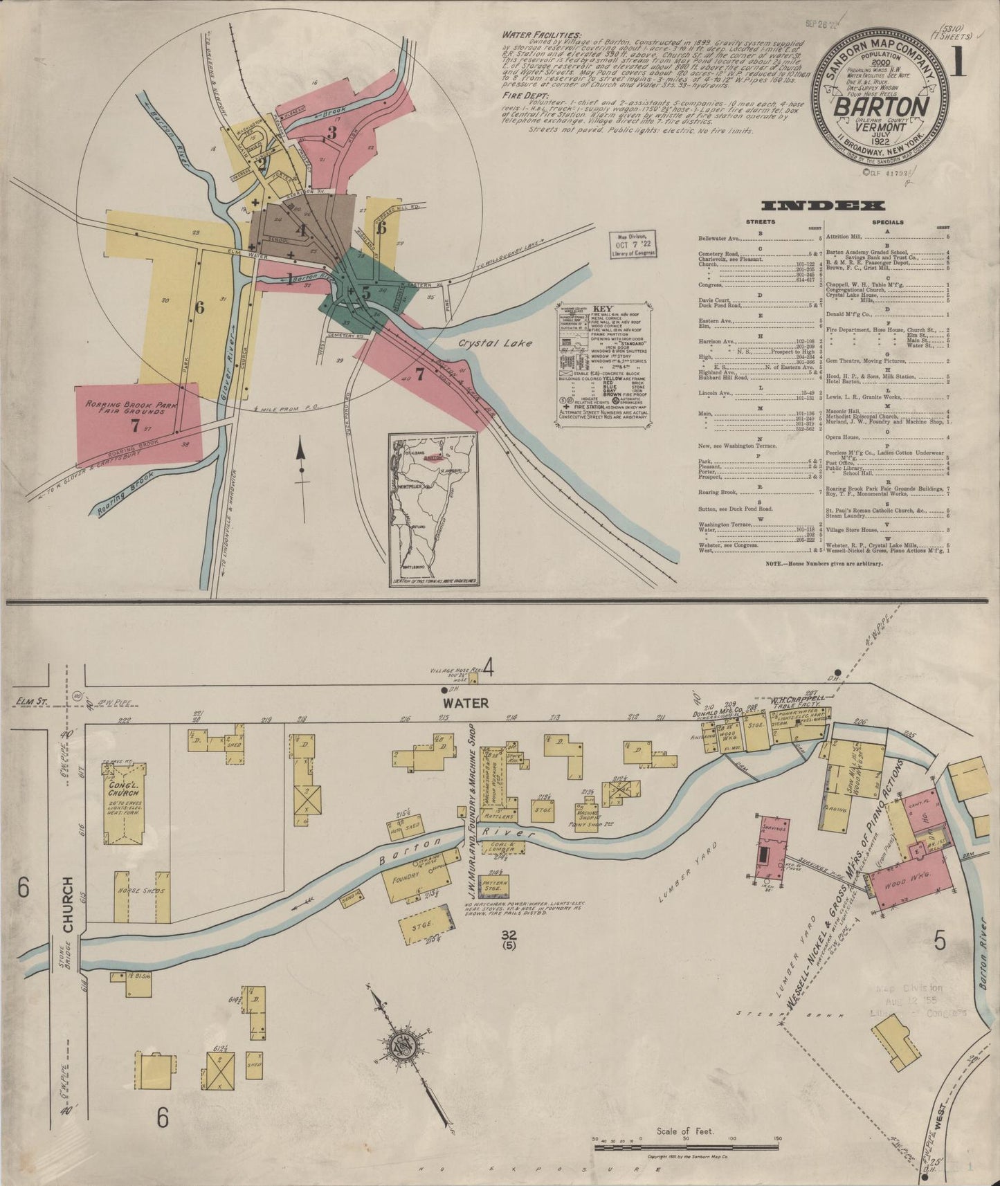 Sanborn Fire Insurance Map from Barton, Orleans County, Vermont. (1922) – Historic Sanborn Fire Insurance Map Print