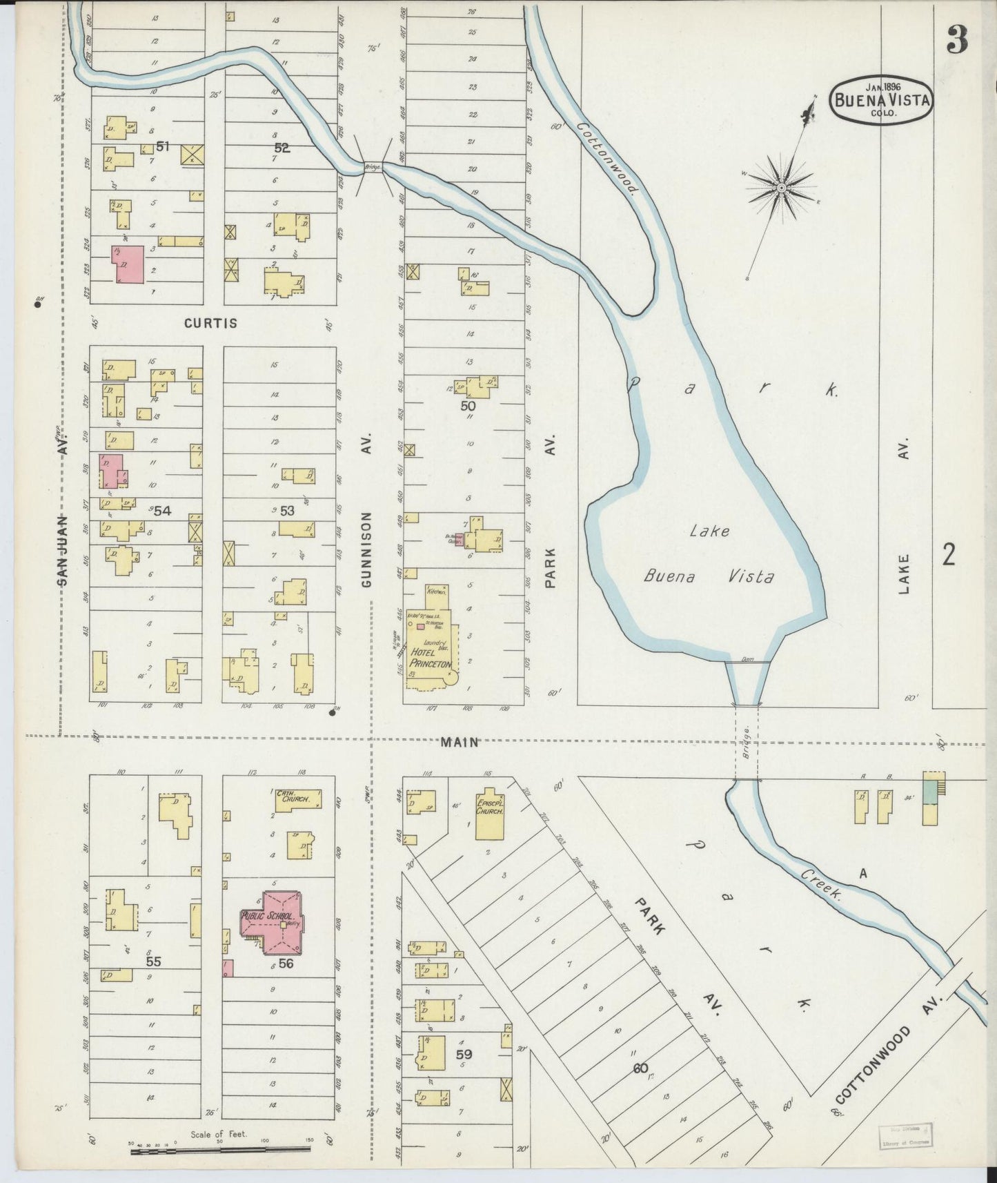 Sanborn Fire Insurance Map from Buena Vista, Chaffee County, Colorado (1896), Sheet #0003 - Complete Map Set gallery image, historic Sanborn map, vintage wall art, Colorado Colorado