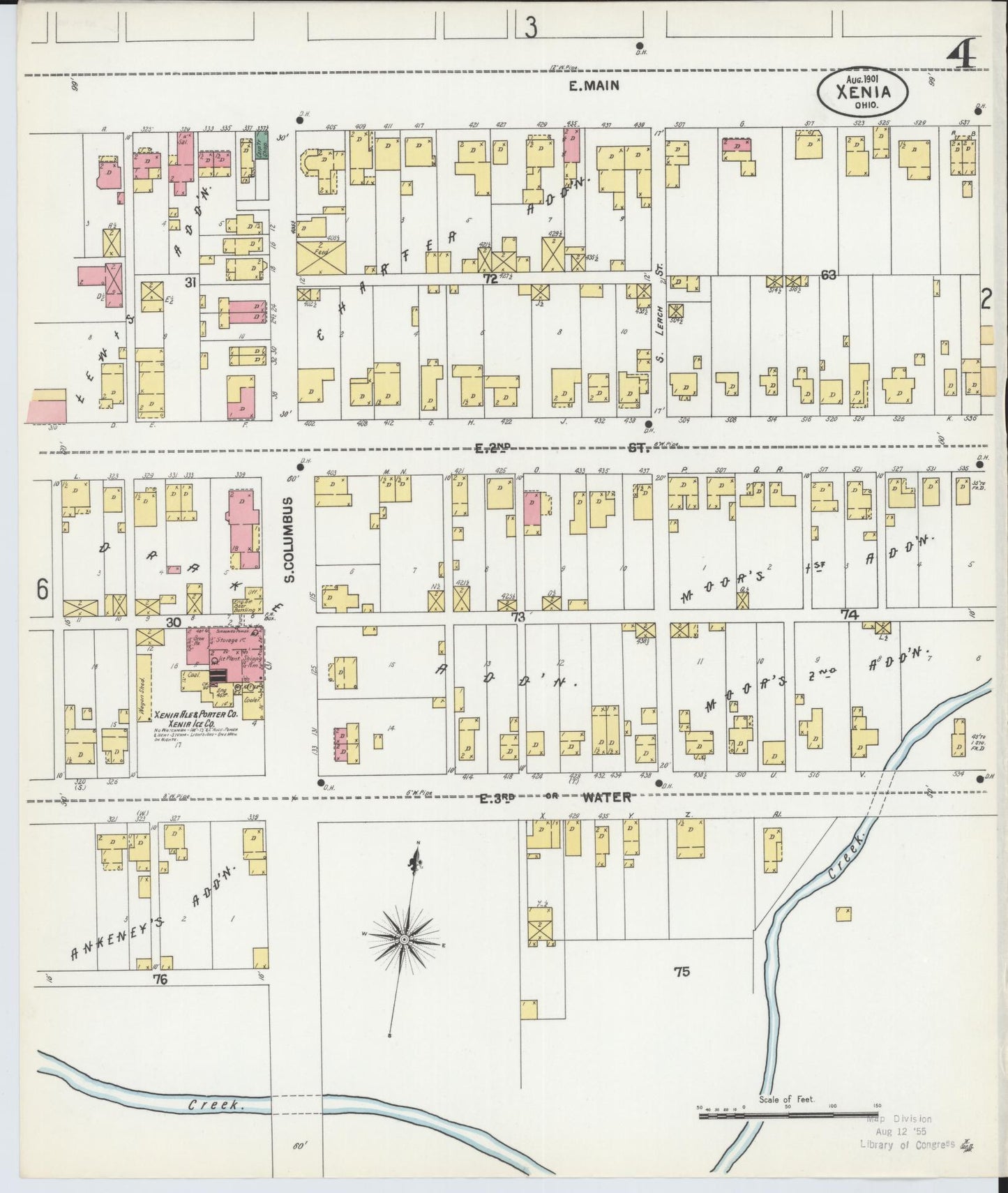 Sanborn Fire Insurance Map from Xenia, Greene County, Ohio (1901), Sheet #0004 - Historic Sanborn Fire Insurance Map Print, vintage old map wall art, antique decor, genealogy gift, Ohio Ohio map