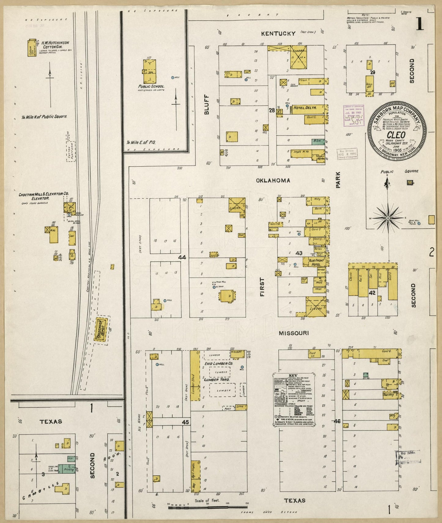 Sanborn Fire Insurance Map from Cleo, Major County, Oklahoma (1905), Sheet #0001 - Historic Sanborn Fire Insurance Map Print, vintage old map wall art, antique decor, genealogy gift, Oklahoma Oklahoma map
