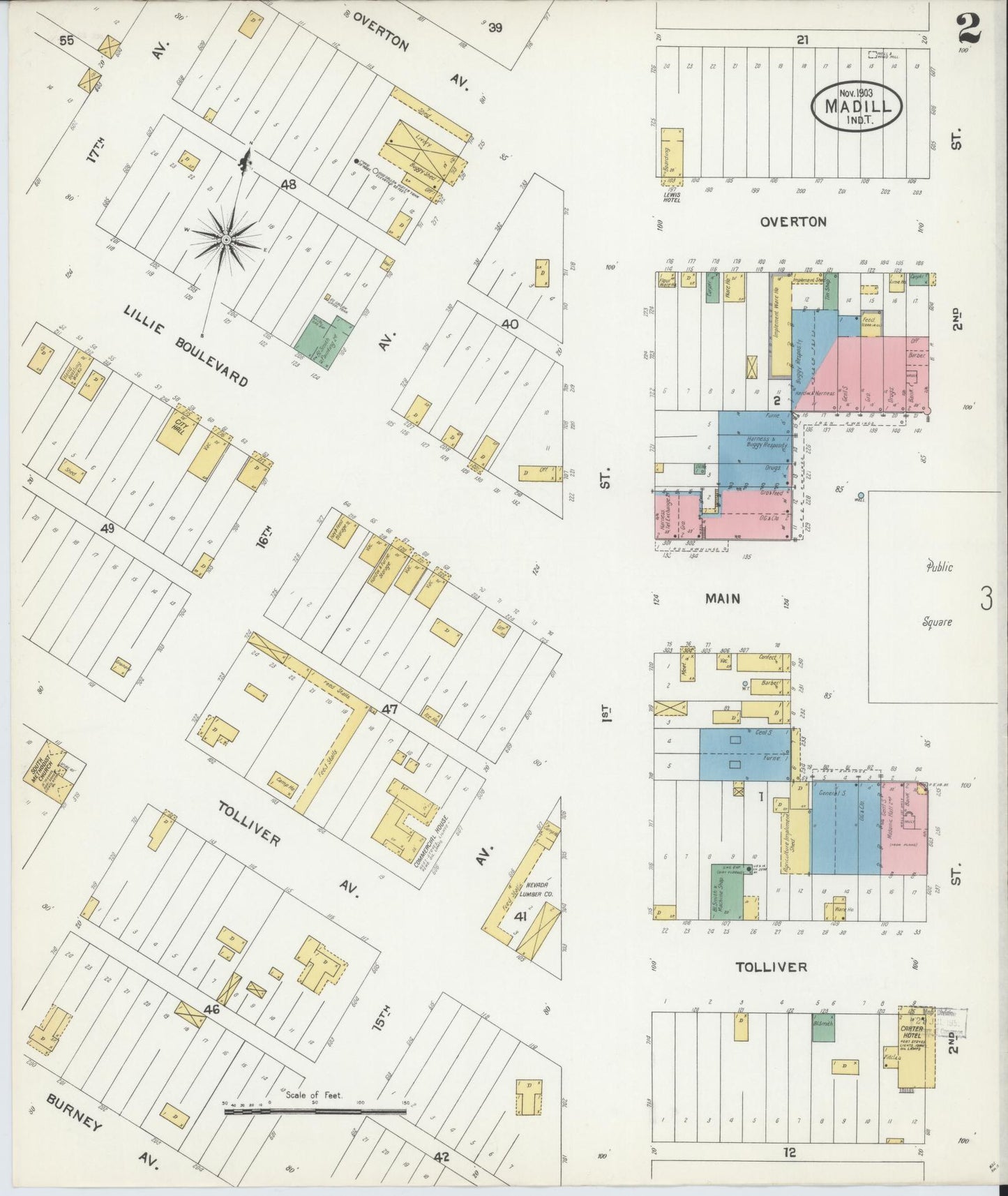 Sanborn Fire Insurance Map from Madill, Marshall County, Oklahoma (1903), Sheet #0002 - Historic Sanborn Fire Insurance Map Print, vintage old map wall art, antique decor, genealogy gift, Oklahoma Oklahoma map