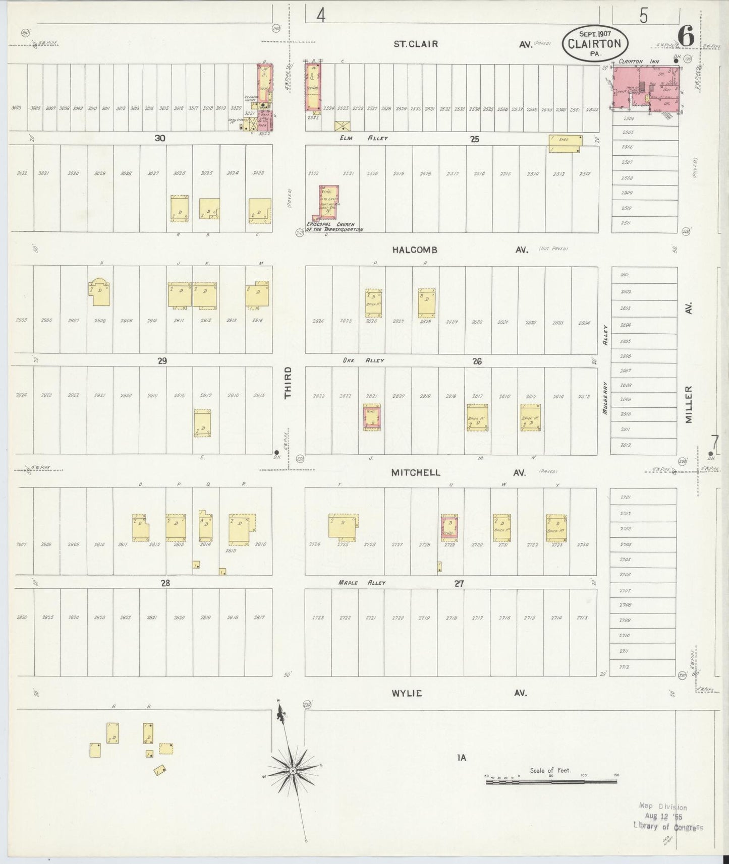 Sanborn Fire Insurance Map from Clairton, Allegheny County, Pennsylvania (1907), Sheet #0006 - Historic Sanborn Fire Insurance Map Print, vintage old map wall art, antique decor, genealogy gift, Pennsylvania Pennsylvania map