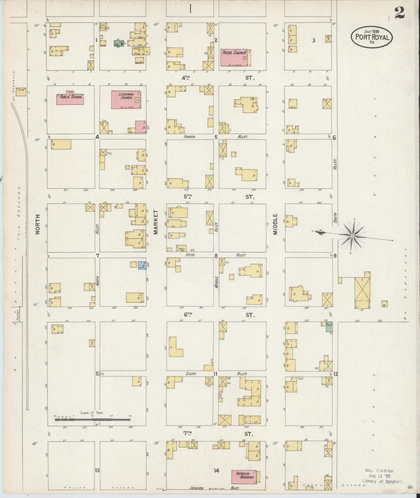 Sanborn Fire Insurance Map from Port Royal, Juniata County, Pennsylvania (1899), Sheet #0002 - Complete Map Set gallery image, historic Sanborn map, vintage wall art, Pennsylvania Pennsylvania