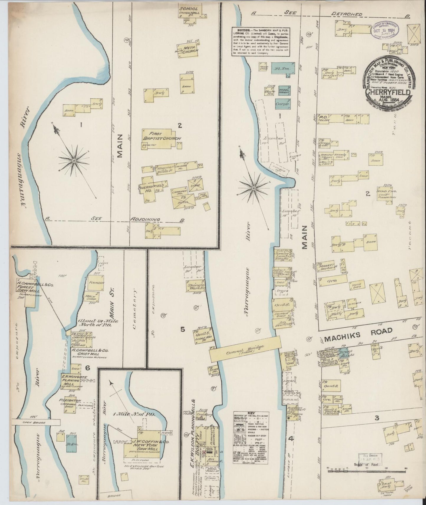 Sanborn Fire Insurance Map from Cherryfield, Washington County, Maine. (1884) – Historic Sanborn Fire Insurance Map Print