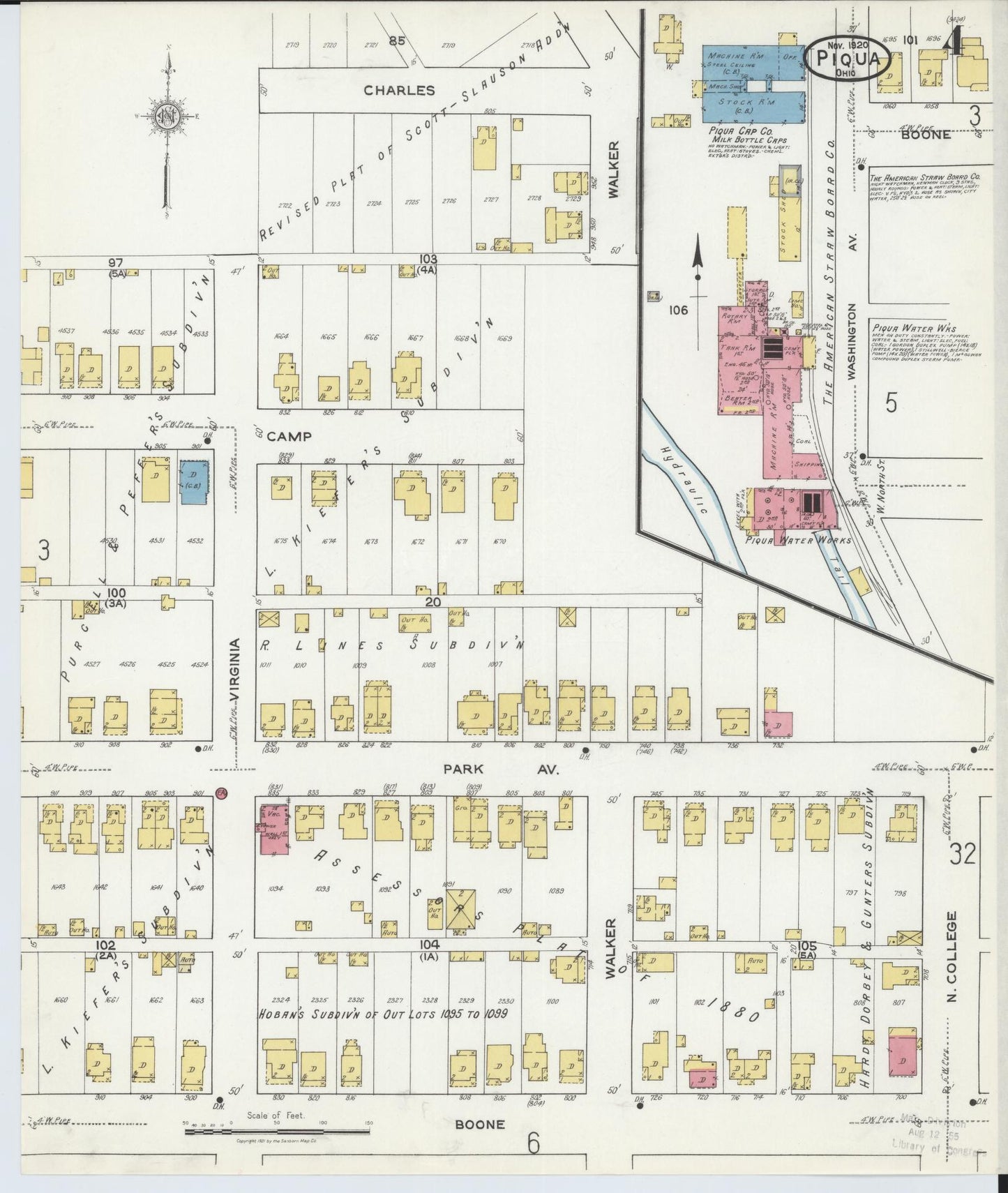 Sanborn Fire Insurance Map from Piqua, Miami County, Ohio (1920), Sheet #0004 - Historic Sanborn Fire Insurance Map Print, vintage old map wall art, antique decor, genealogy gift, Ohio Ohio map