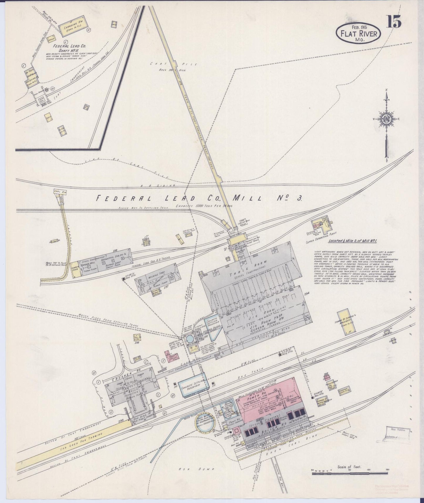 Sanborn Fire Insurance Map from Flat River, Saint Francois County, Missouri (1915), Sheet #0015 - Historic Sanborn Fire Insurance Map Print, vintage old map wall art, antique decor, genealogy gift, Missouri Missouri map
