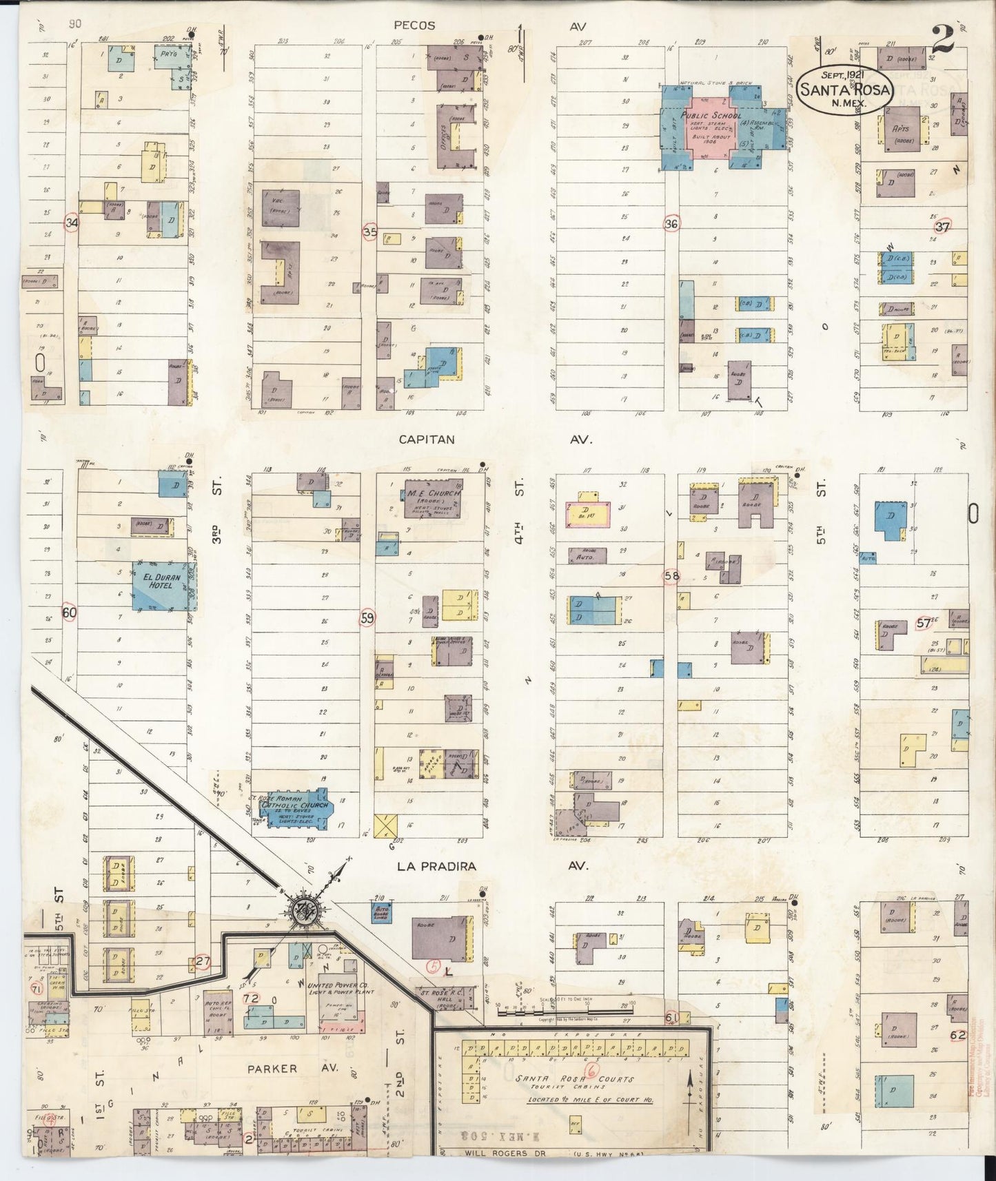 Sanborn Fire Insurance Map from Santa Rosa, Guadalupe County, New Mexico (1939), Sheet #0002 - Complete Map Set gallery image, historic Sanborn map, vintage wall art, New Mexico New Mexico