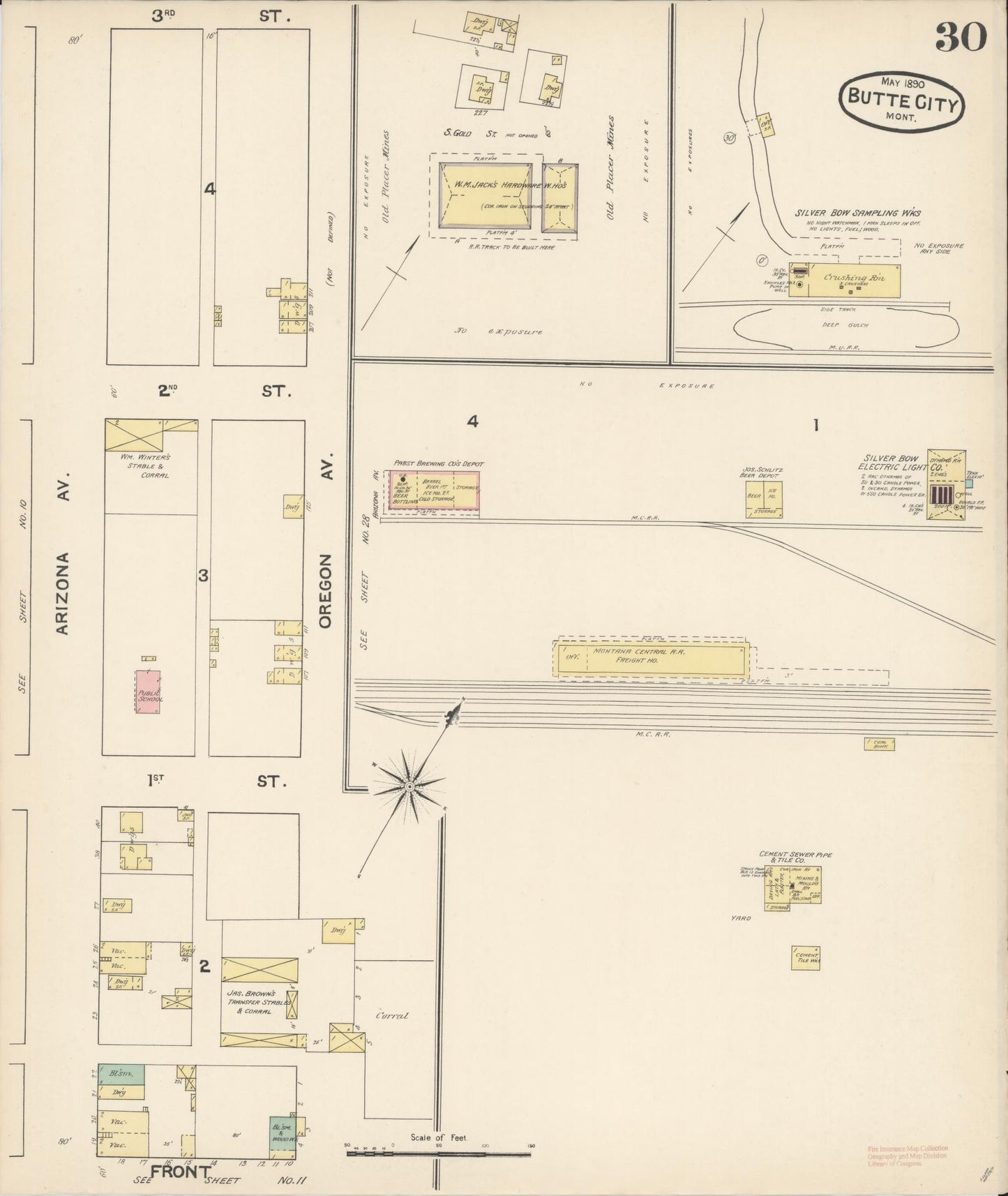 Sanborn Fire Insurance Map from Butte, Silver Bow County, Montana (1890), Sheet #0030 - Historic Sanborn Fire Insurance Map Print, vintage old map wall art, antique decor, genealogy gift, Montana Montana map