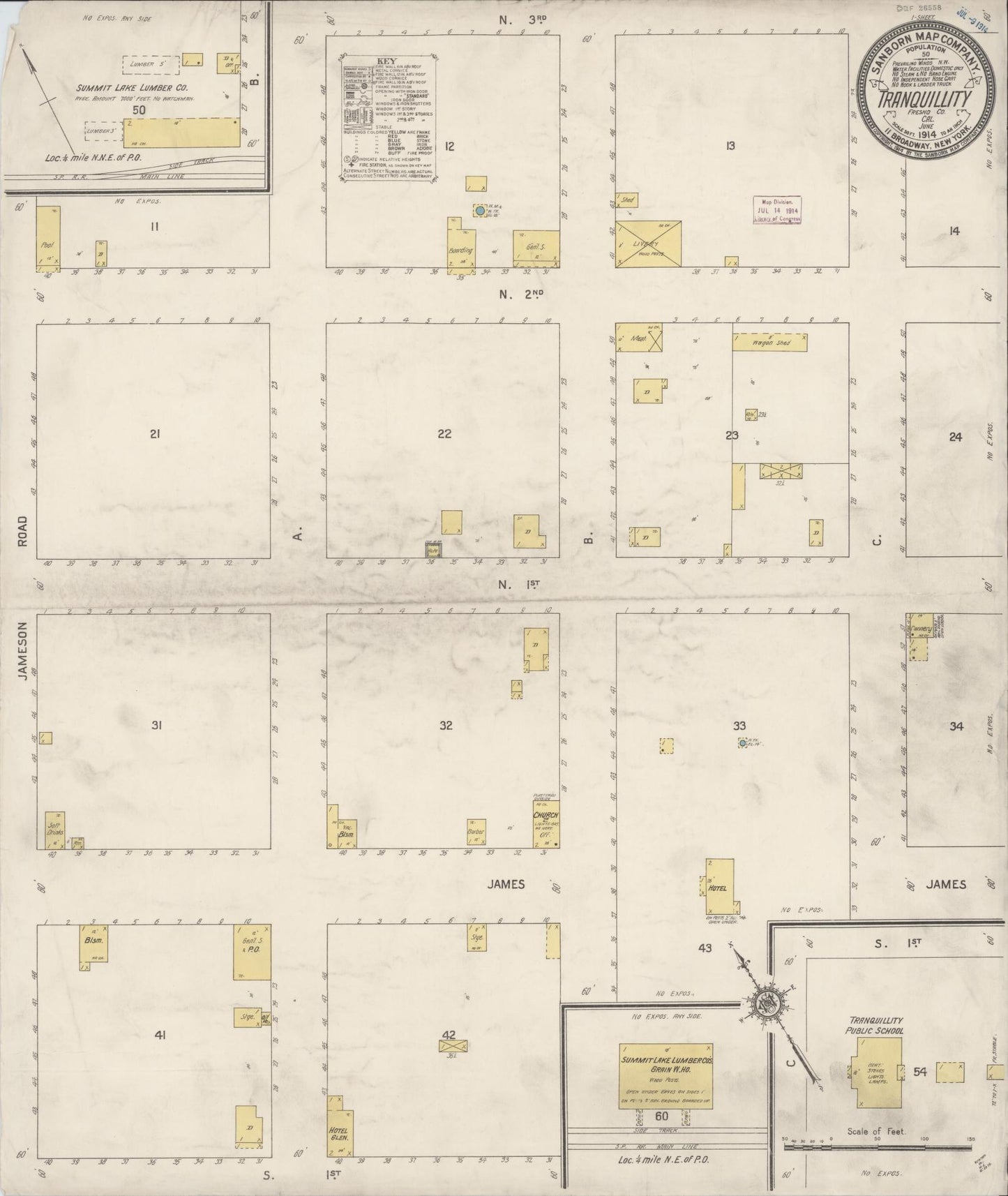 Sanborn Fire Insurance Map from Tranquillity, Fresno County, California. (1914) – Historic Sanborn Fire Insurance Map Print
