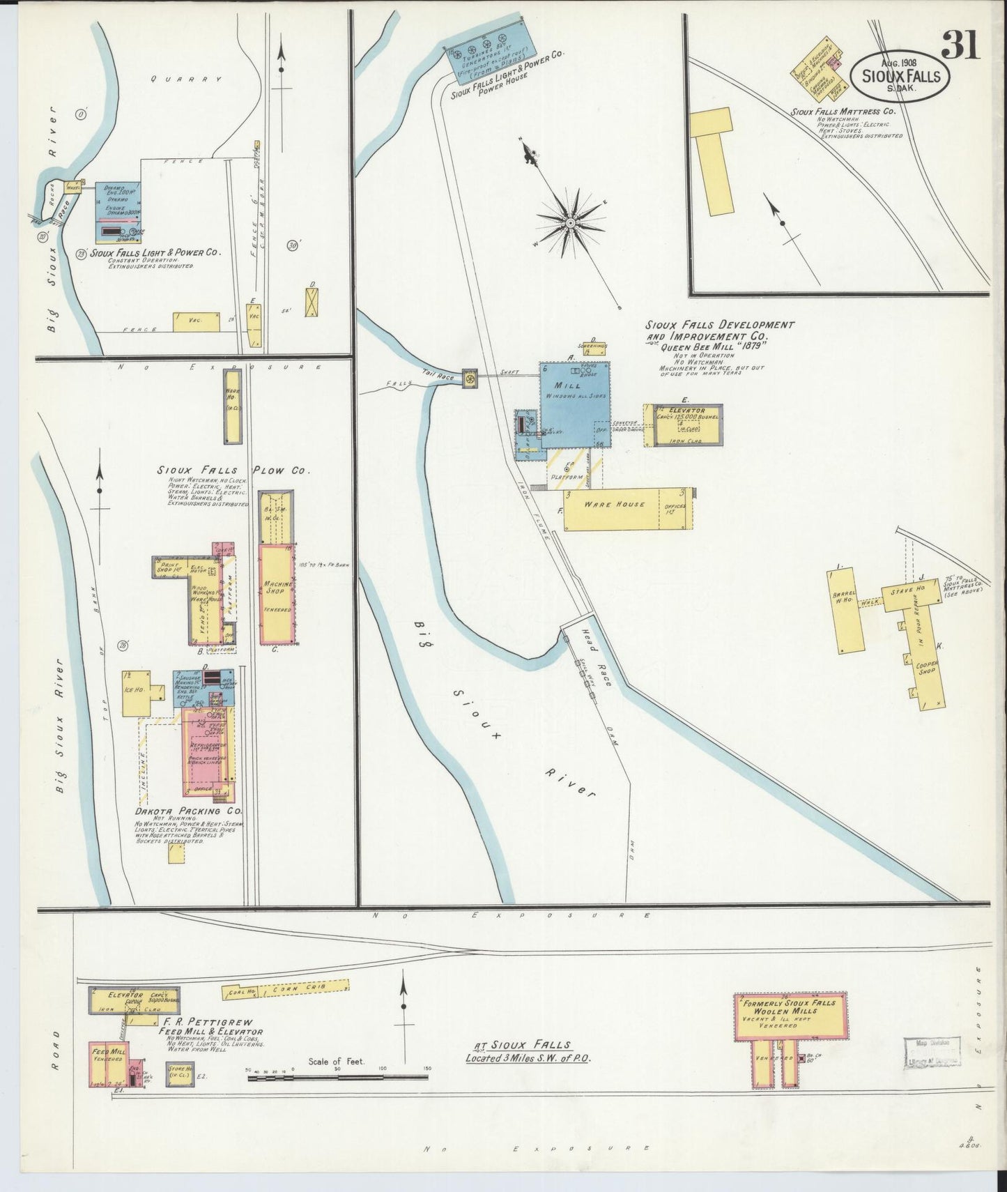 Sanborn Fire Insurance Map from Sioux Falls, Minnehaha County, South Dakota (1908), Sheet #0031 - Historic Sanborn Fire Insurance Map Print, vintage old map wall art, antique decor, genealogy gift, South Dakota South Dakota map