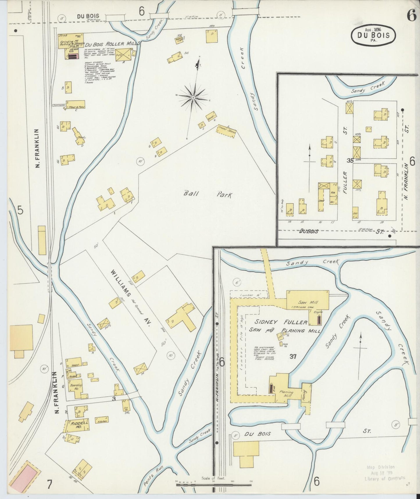 Sanborn Fire Insurance Map from Du Bois, Clearfield County, Pennsylvania (1896), Sheet #0006 - Historic Sanborn Fire Insurance Map Print, vintage old map wall art, antique decor, genealogy gift, Pennsylvania Pennsylvania map