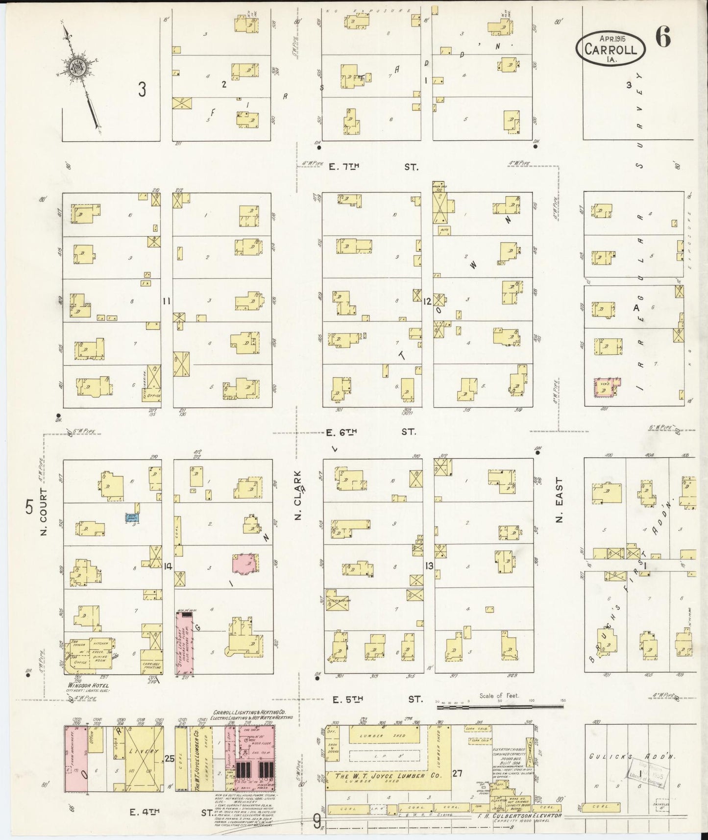 Sanborn Fire Insurance Map from Carroll, Carroll County, Iowa (1915), Sheet #0006 - Historic Sanborn Fire Insurance Map Print, vintage old map wall art