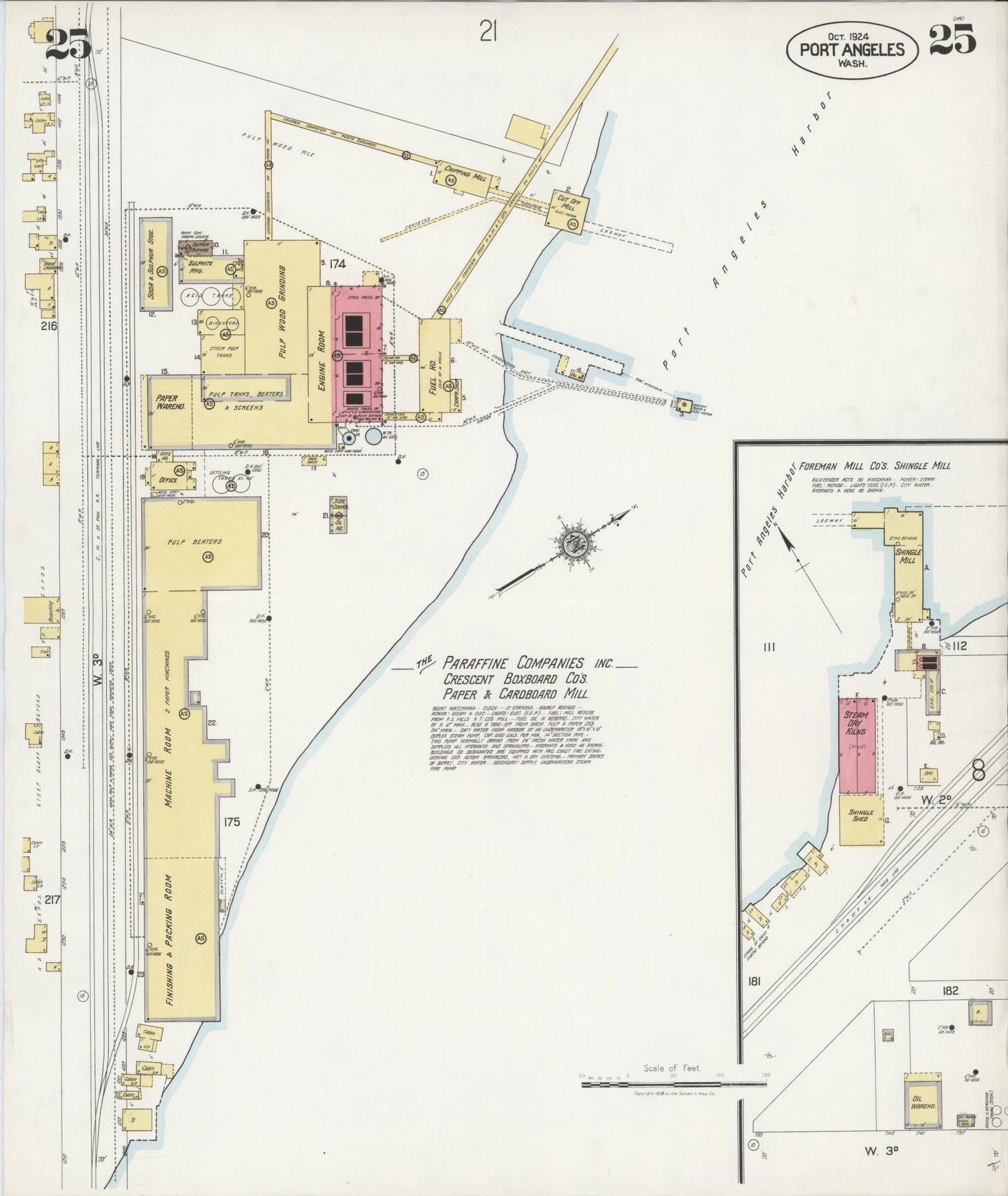 Sanborn Fire Insurance Map from Port Angeles, Clallam County, Washington (1924), Sheet #0025 - Complete Map Set gallery image, historic Sanborn map, vintage wall art, Washington Washington