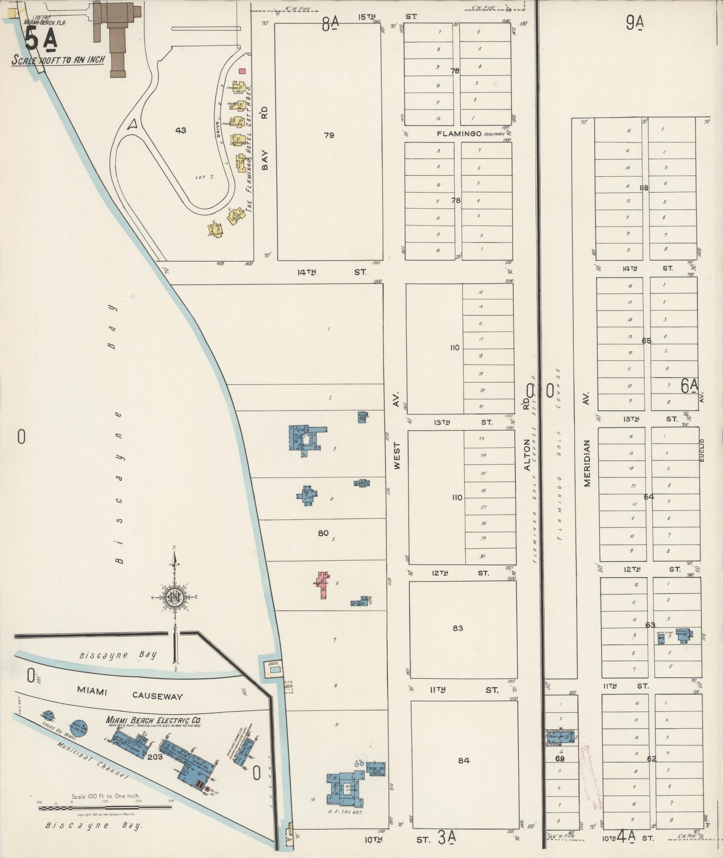 Sanborn Fire Insurance Map from Miami Beach, Dade County, Florida (1921), Sheet #0005 - Historic Sanborn Fire Insurance Map Print, vintage old map wall art, antique decor, genealogy gift, Florida Florida map