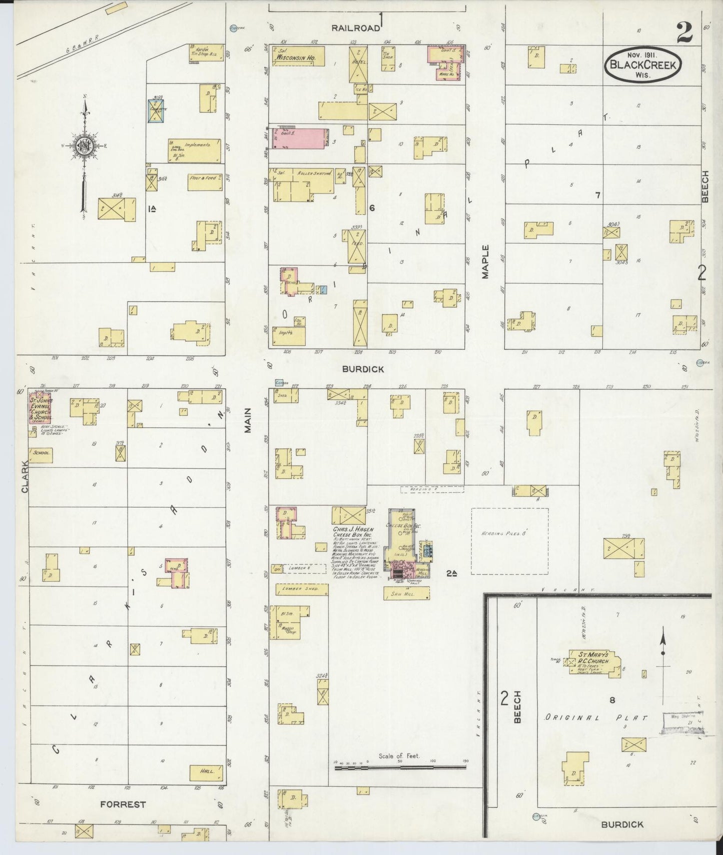 Sanborn Fire Insurance Map from Black Creek, Outagamie County, Wisconsin (1911), Sheet #0002 - Complete Map Set gallery image, historic Sanborn map, vintage wall art, Wisconsin Wisconsin