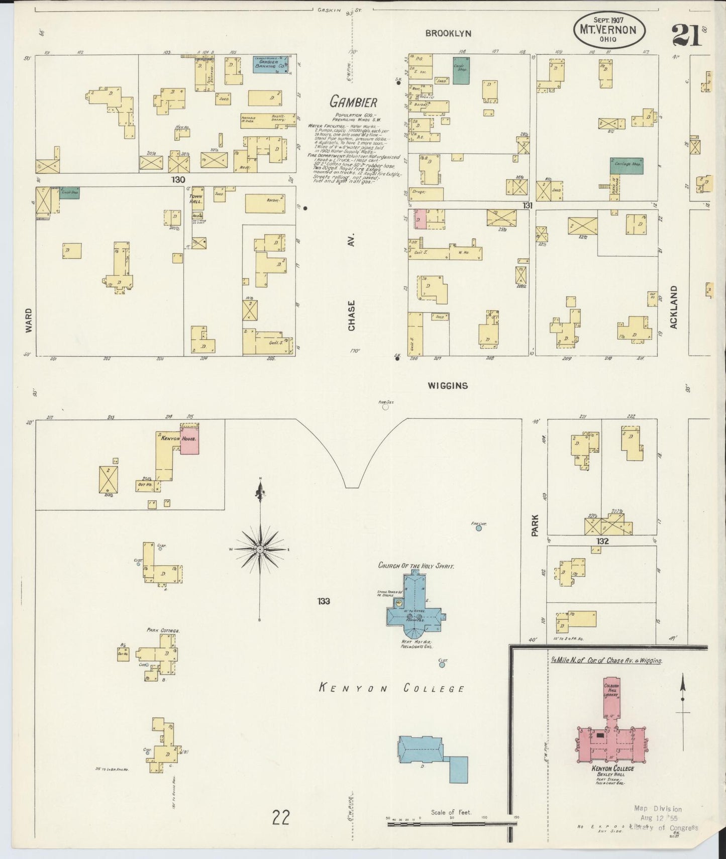 Sanborn Fire Insurance Map from Mount Vernon, Knox County, Ohio (1907), Sheet #0021 - Historic Sanborn Fire Insurance Map Print, vintage old map wall art, antique decor, genealogy gift, Ohio Ohio map