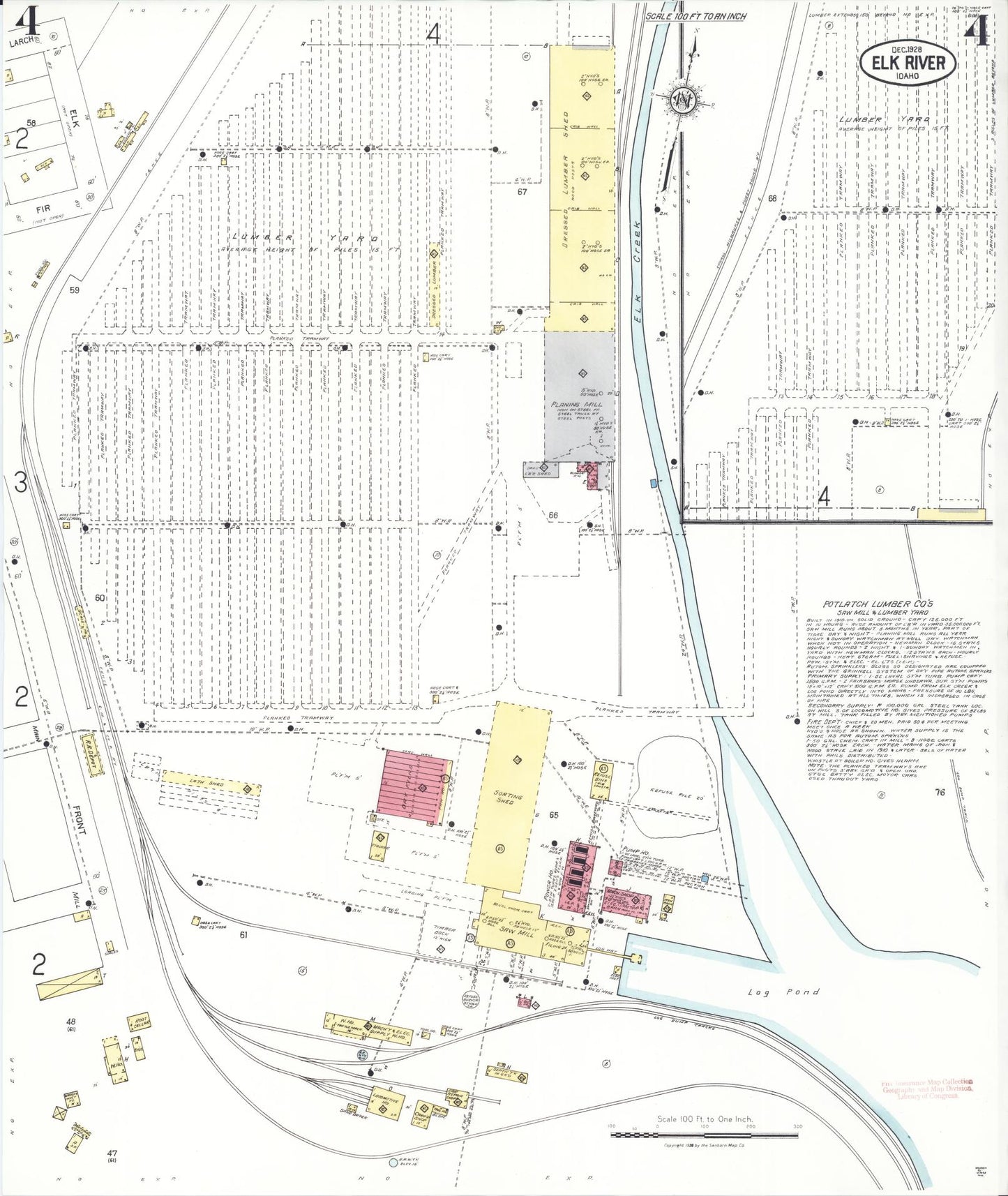 Sanborn Fire Insurance Map from Elk River, Clearwater County, Idaho (1928), Sheet #0004 - Historic Sanborn Fire Insurance Map Print, vintage old map wall art, antique decor, genealogy gift, Idaho Idaho map