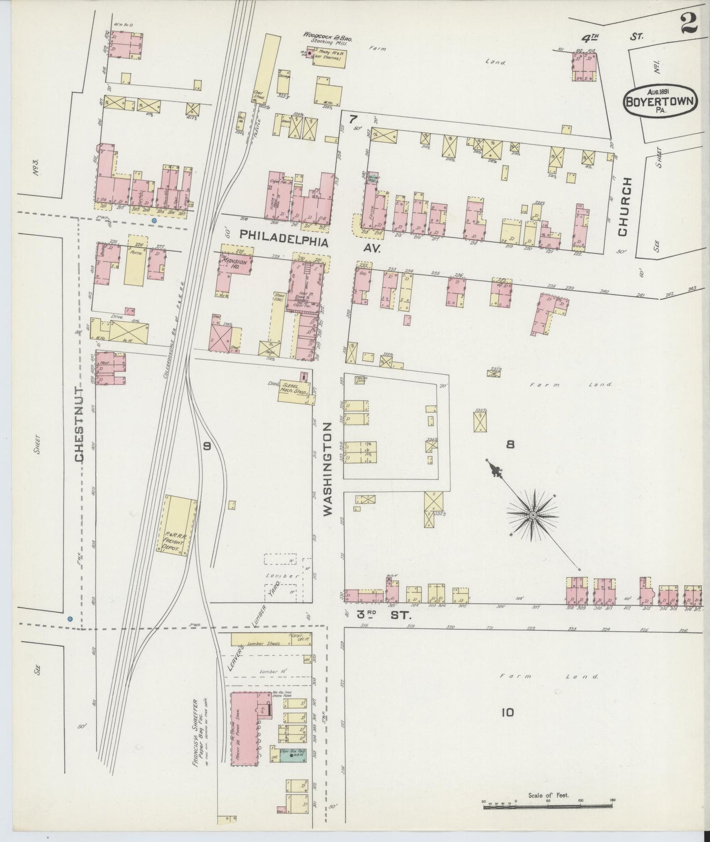 Sanborn Fire Insurance Map from Boyertown, Berks County, Pennsylvania (1891), Sheet #0002 - Historic Sanborn Fire Insurance Map Print, vintage old map wall art, antique decor, genealogy gift, Pennsylvania Pennsylvania map