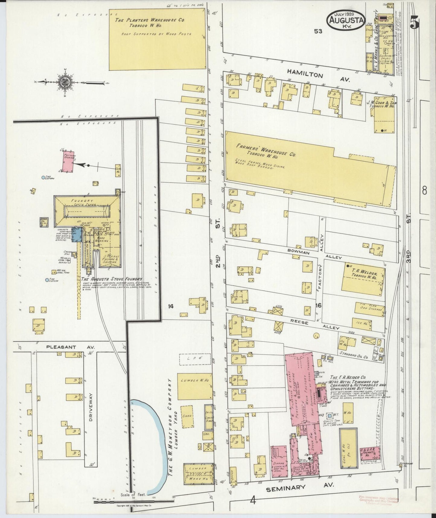Sanborn Fire Insurance Map from Augusta, Bracken County, Kentucky (1920), Sheet #0005 - Historic Sanborn Fire Insurance Map Print, vintage old map wall art, antique decor, genealogy gift, Kentucky Kentucky map