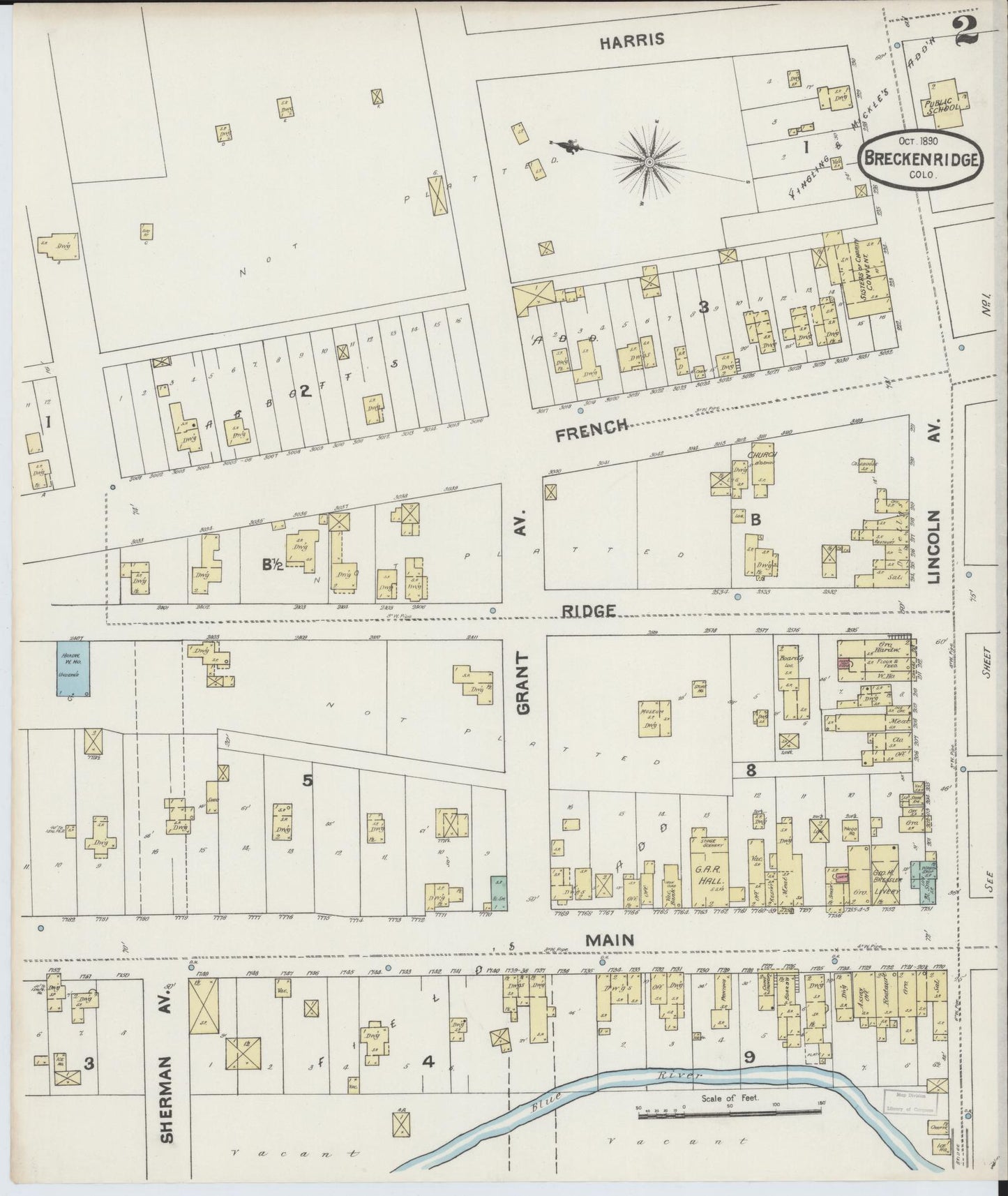 Sanborn Fire Insurance Map from Breckenridge, Summit County, Colorado (1890), Sheet #0002 - Complete Map Set gallery image, historic Sanborn map, vintage wall art, Colorado Colorado