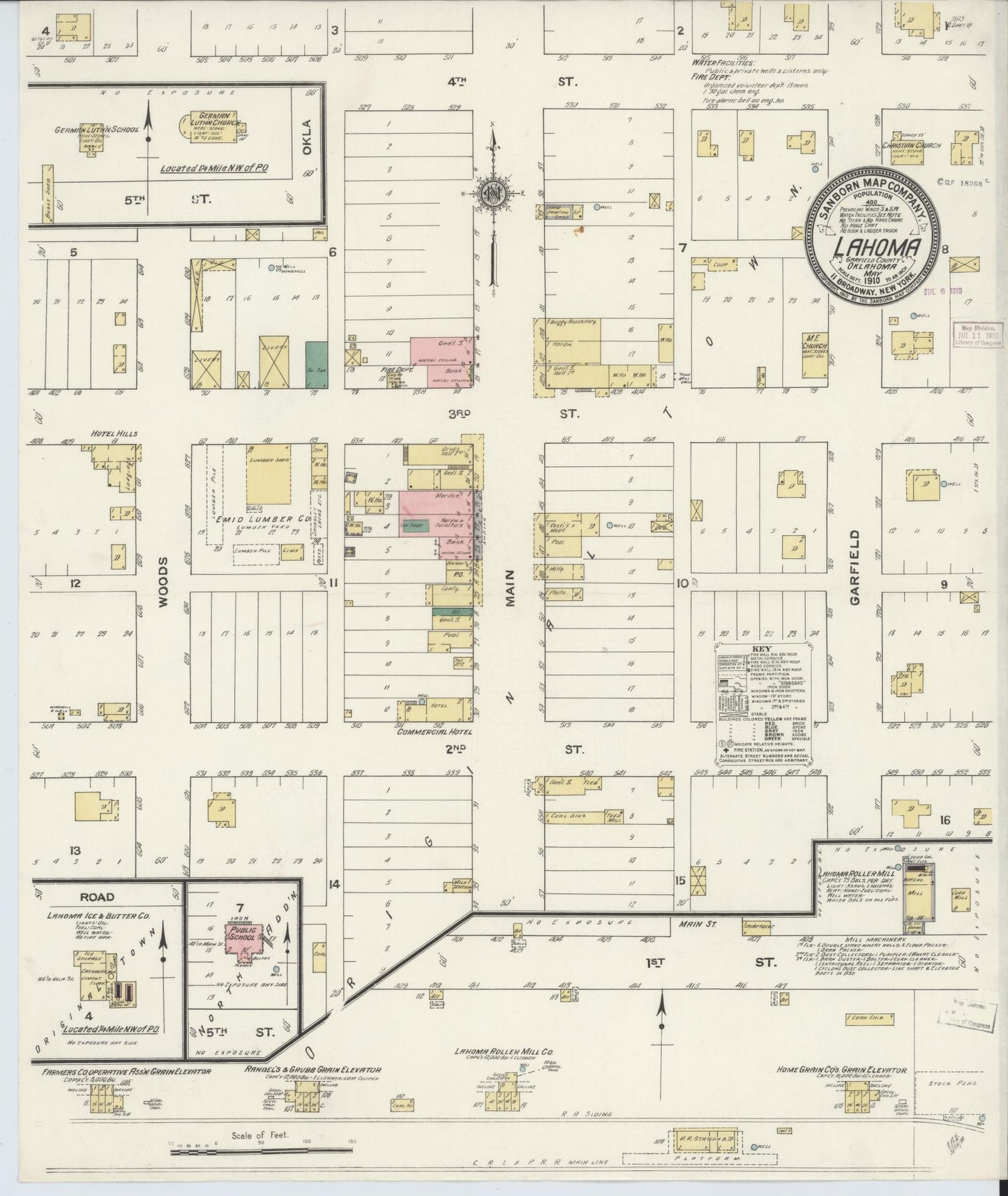 Sanborn Fire Insurance Map from Lahoma, Garfield County, Oklahoma (1910), Sheet #0001 - Historic Sanborn Fire Insurance Map Print, vintage old map wall art, antique decor, genealogy gift, Oklahoma Oklahoma map