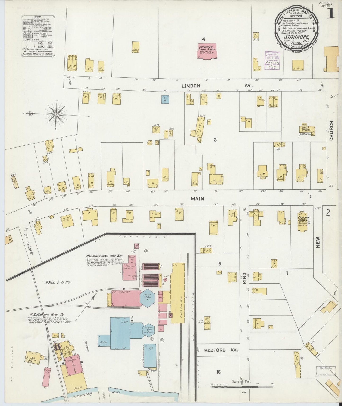 Sanborn Fire Insurance Map from Stanhope, Sussex County, New Jersey. (1901) – Historic Sanborn Fire Insurance Map Print
