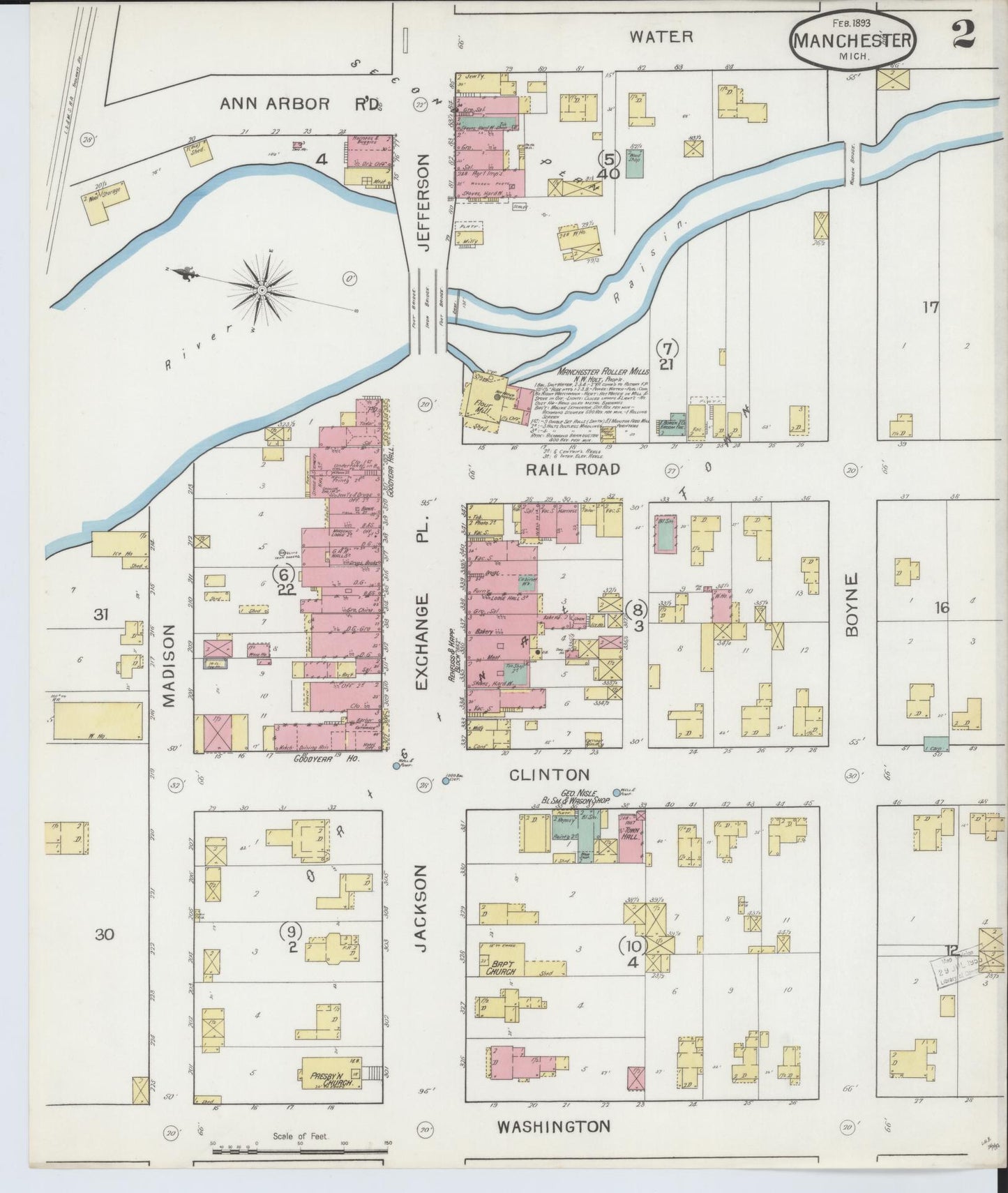 Sanborn Fire Insurance Map from Manchester, Washtenaw County, Michigan. (1893), Sheet 2 – Historic Sanborn Fire Insurance Map Print