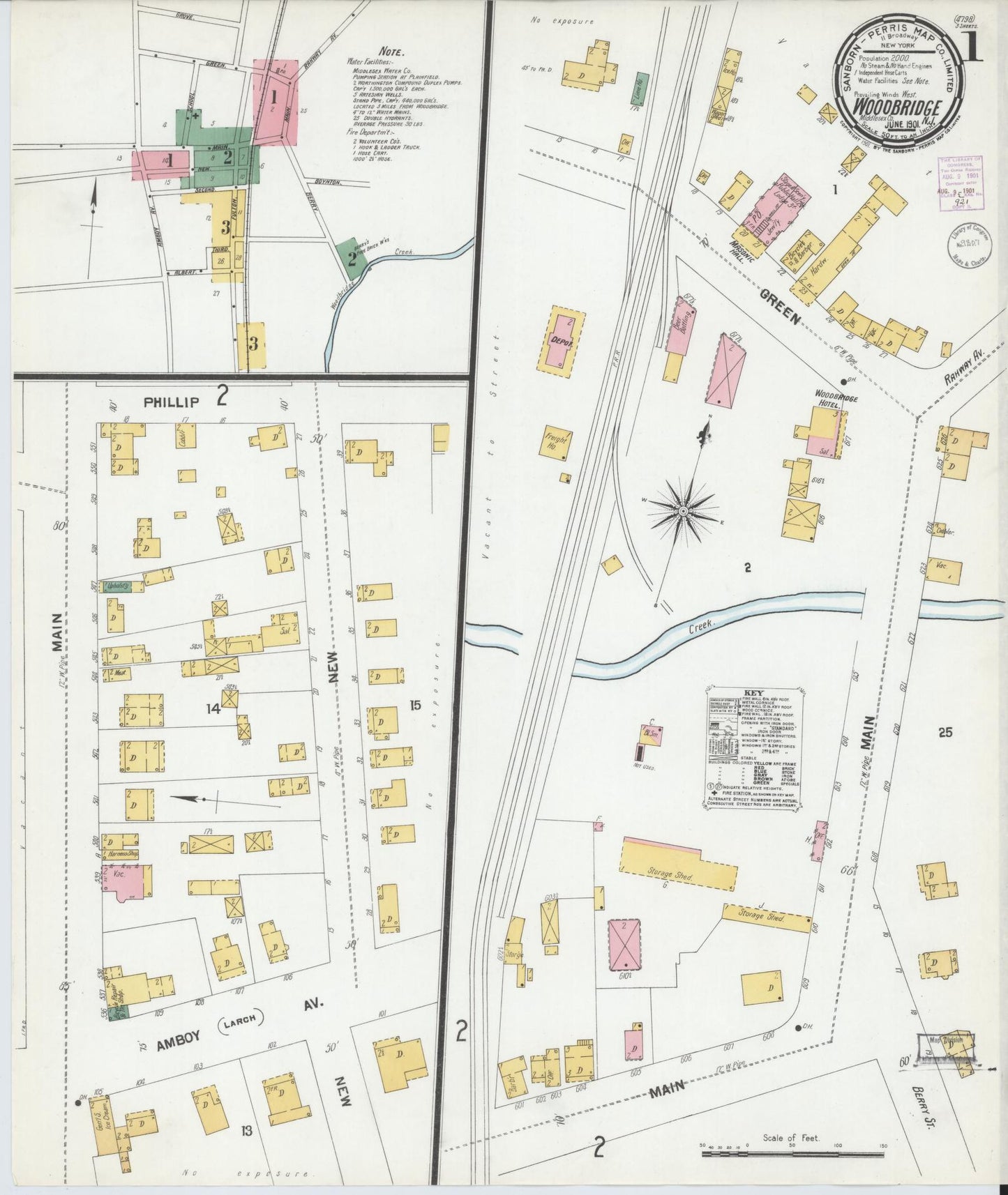 Sanborn Fire Insurance Map from Woodbridge, Middlesex County, New Jersey. (1901) – Historic Sanborn Fire Insurance Map Print