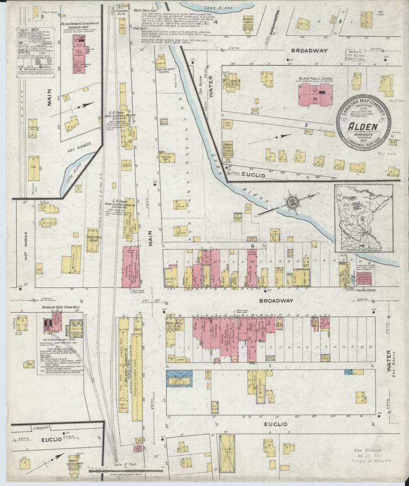 Sanborn Fire Insurance Map from Alden, Freeborn County, Minnesota. (1917) – Map View