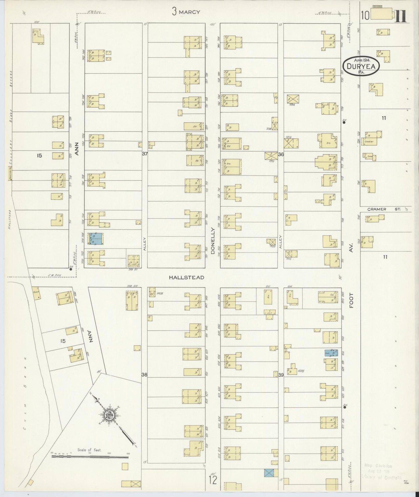Sanborn Fire Insurance Map from Duryea, Luzerne County, Pennsylvania (1914), Sheet #0011 - Historic Sanborn Fire Insurance Map Print, vintage old map wall art, antique decor, genealogy gift, Pennsylvania Pennsylvania map