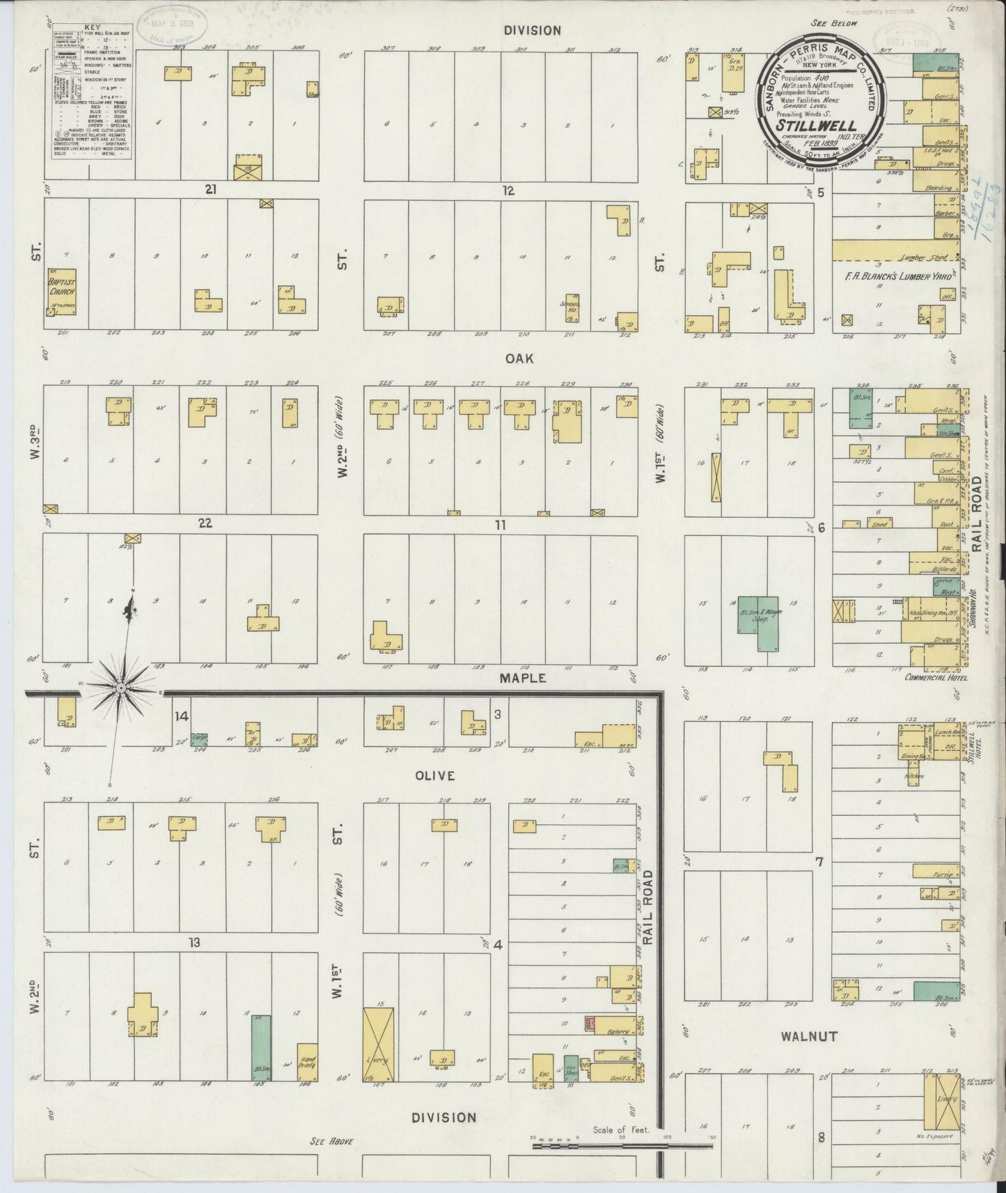 Sanborn Fire Insurance Map from Stillwell, Adair County, Oklahoma (1899), Sheet #0001 - Historic Sanborn Fire Insurance Map Print, vintage old map wall art, antique decor, genealogy gift, Oklahoma Oklahoma map