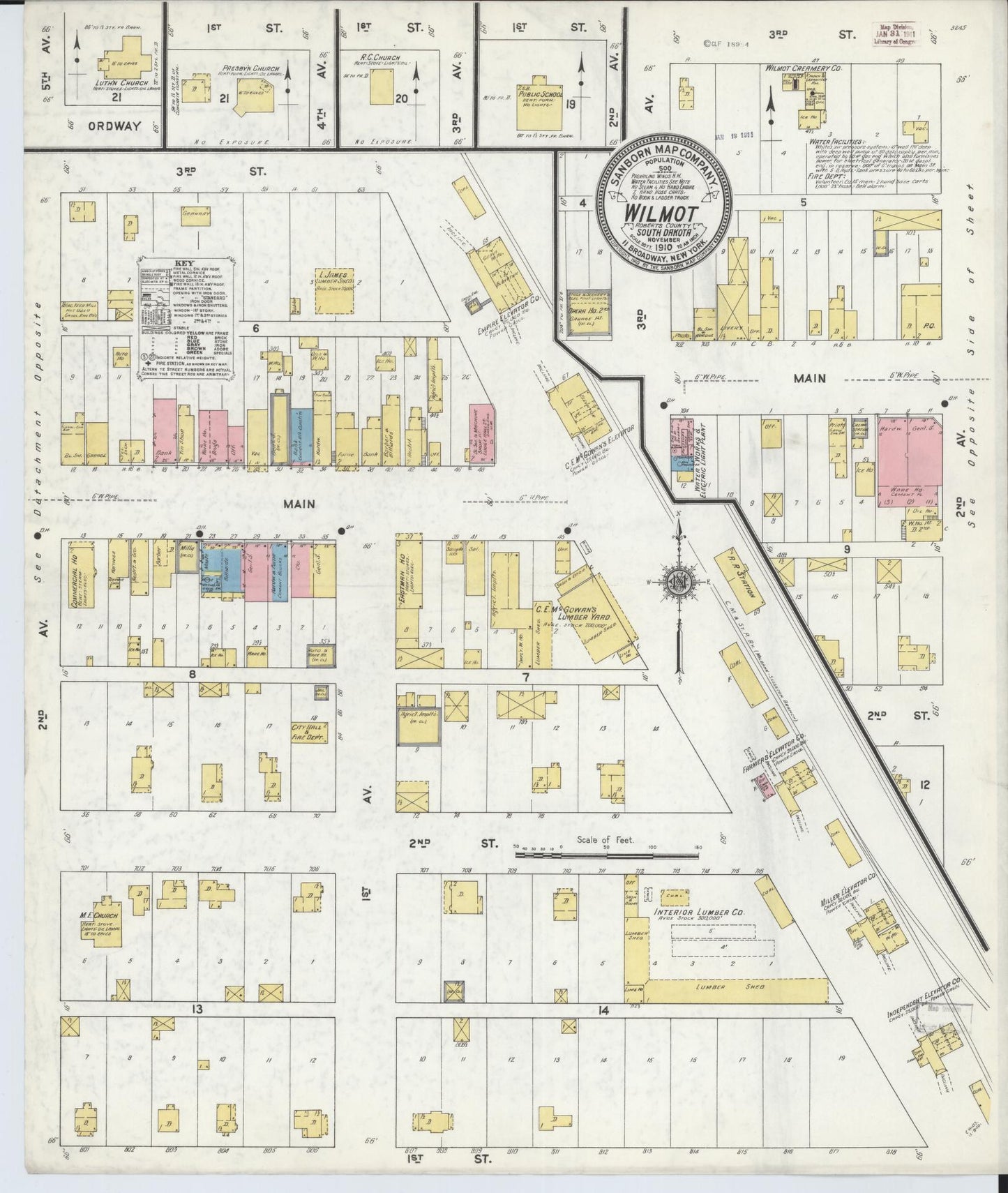 Sanborn Fire Insurance Map from Wilmot, Roberts County, South Dakota. (1910) – Historic Sanborn Fire Insurance Map Print