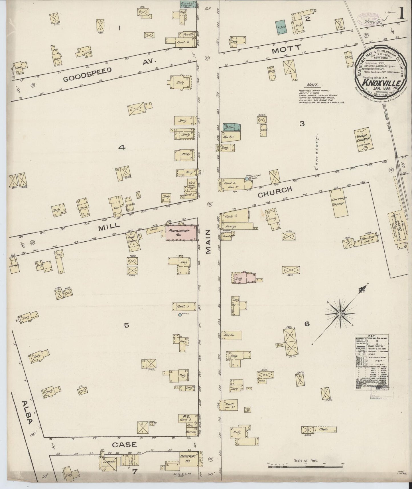 Sanborn Fire Insurance Map from Knoxville, Tioga County, Pennsylvania. (1886) – Historic Sanborn Fire Insurance Map Print