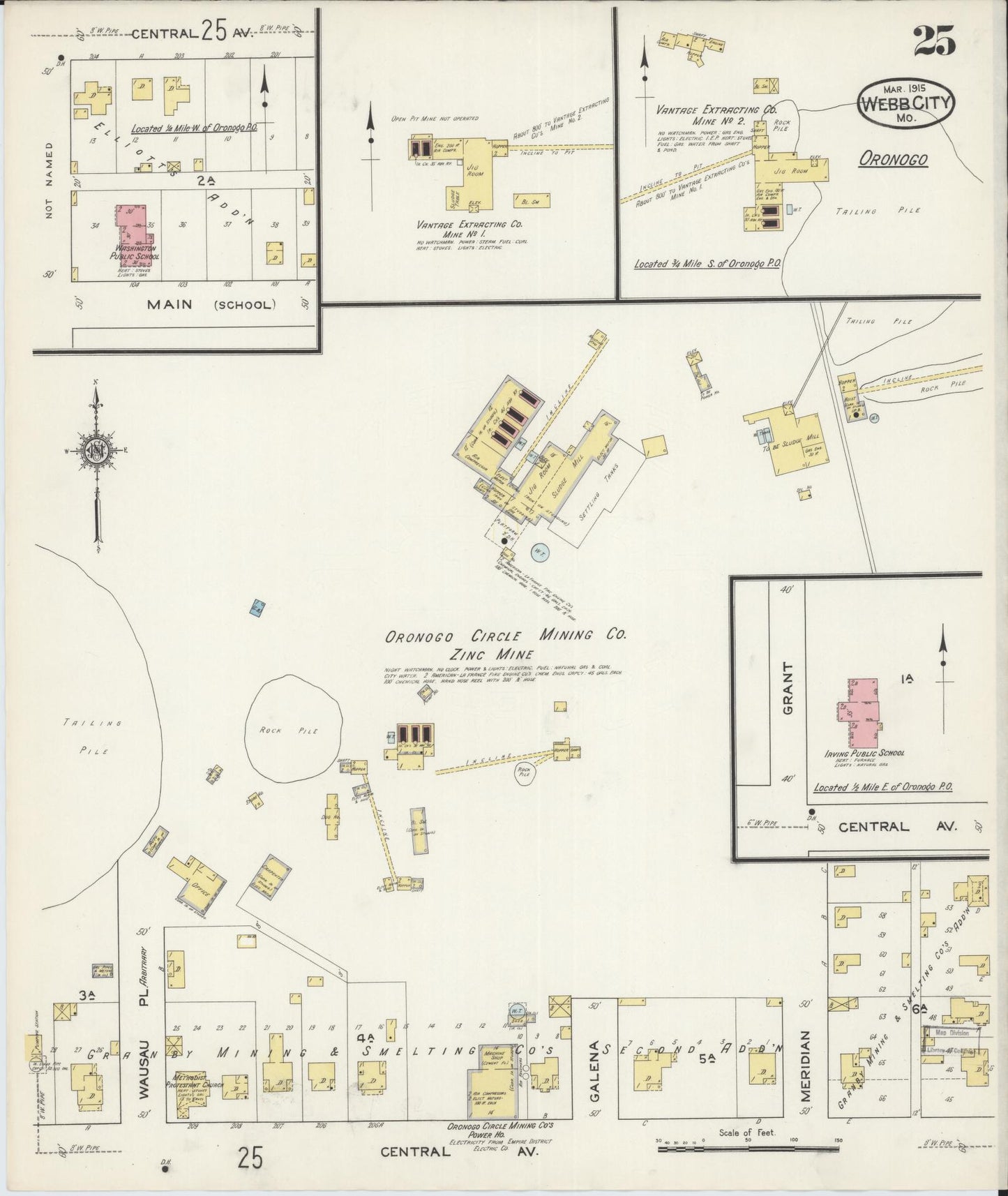 Sanborn Fire Insurance Map from Webb City, Jasper County, Missouri (1915), Sheet #0025 - Historic Sanborn Fire Insurance Map Print, vintage old map wall art, antique decor, genealogy gift, Missouri Missouri map