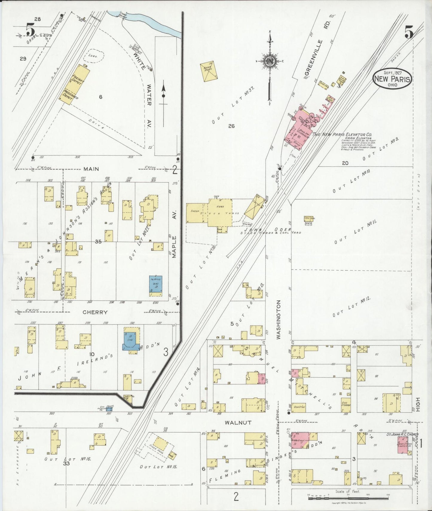 Sanborn Fire Insurance Map from New Paris, Preble County, Ohio (1927), Sheet #0005 - Complete Map Set gallery image, historic Sanborn map, vintage wall art, Ohio Ohio