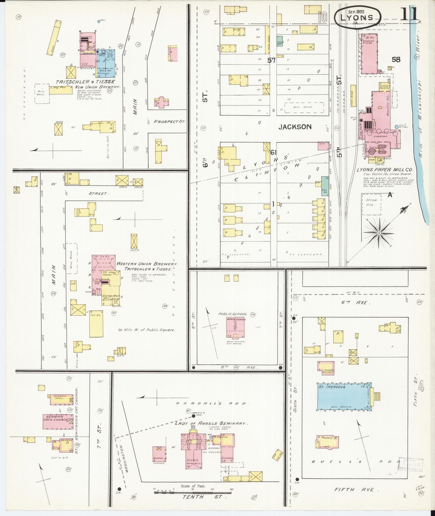 Sanborn Fire Insurance Map from Lyons, Clinton County, Iowa (1892), Sheet #0011 - Historic Sanborn Fire Insurance Map Print