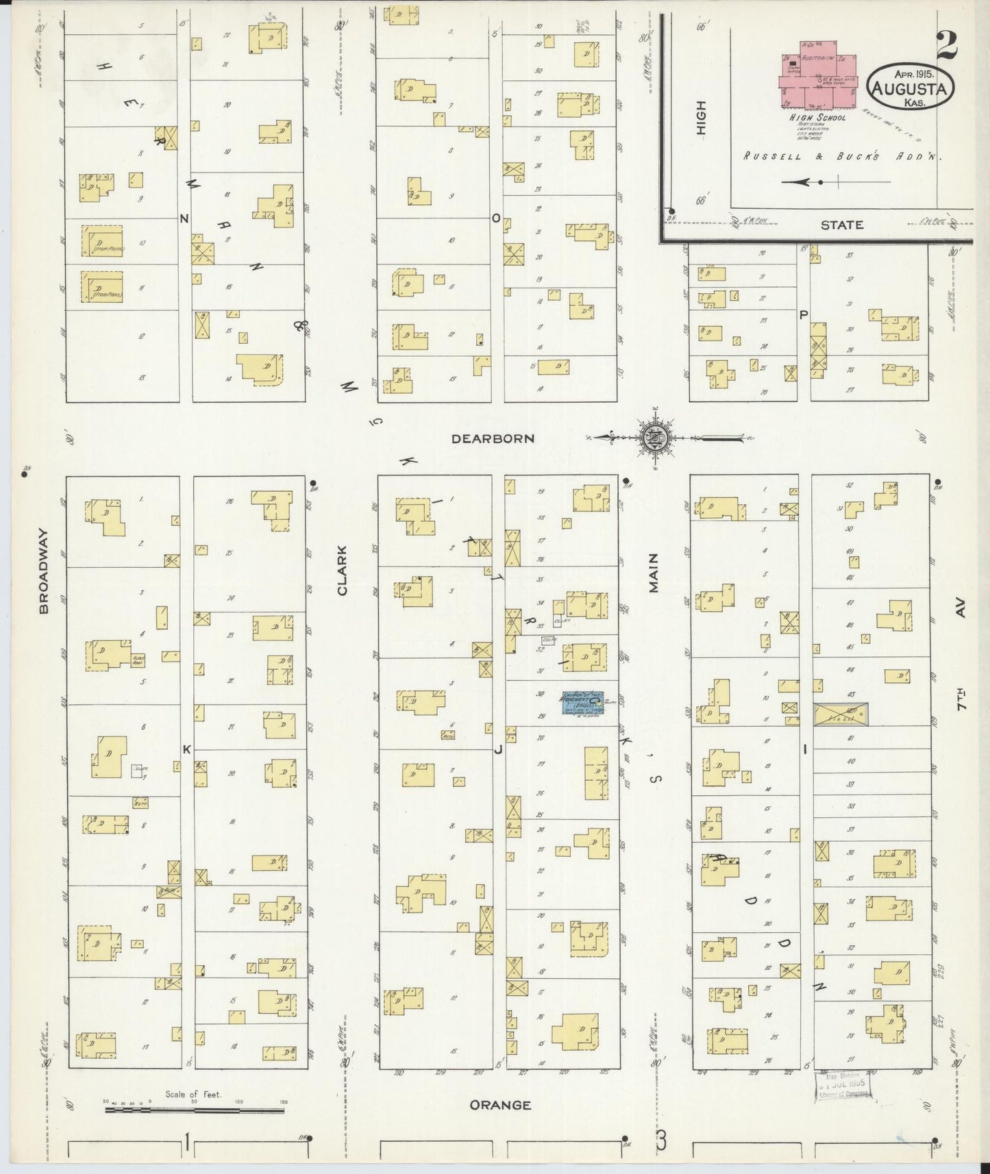 Sanborn Fire Insurance Map from Augusta, Butler County, Kansas (1915), Sheet #0002 - Historic Sanborn Fire Insurance Map Print, vintage old map wall art, antique decor, genealogy gift, Kansas Kansas map