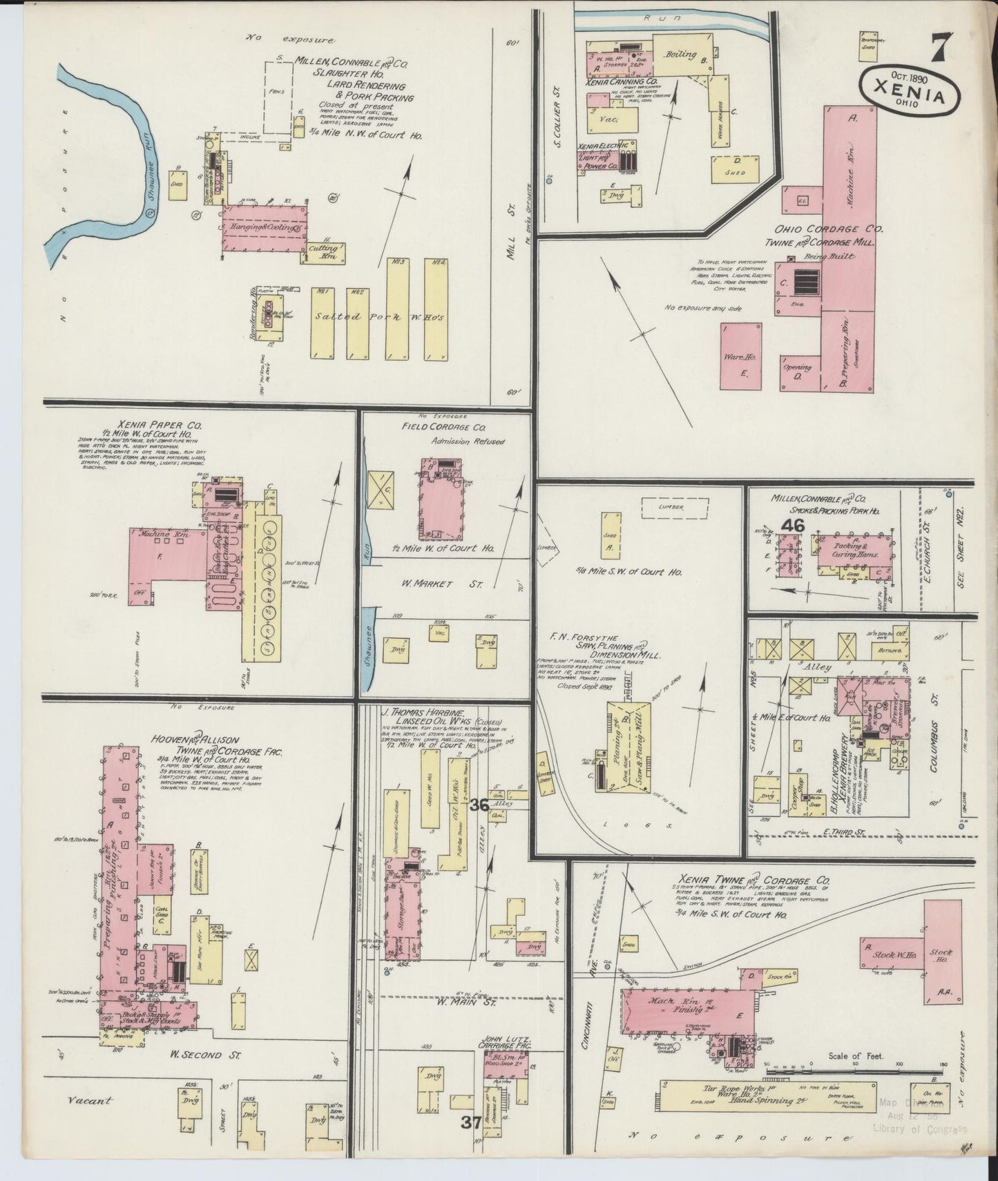 Sanborn Fire Insurance Map from Xenia, Greene County, Ohio (1890), Sheet #0007 - Complete Map Set gallery image, historic Sanborn map, vintage wall art, Ohio Ohio