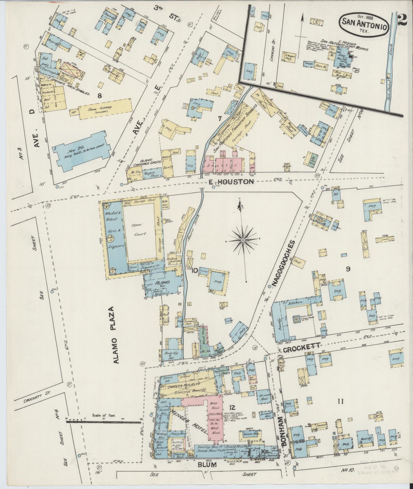 Sanborn Fire Insurance Map from San Antonio, Bexar County, Texas. (1888), Sheet 2 – Historic Sanborn Fire Insurance Map Print