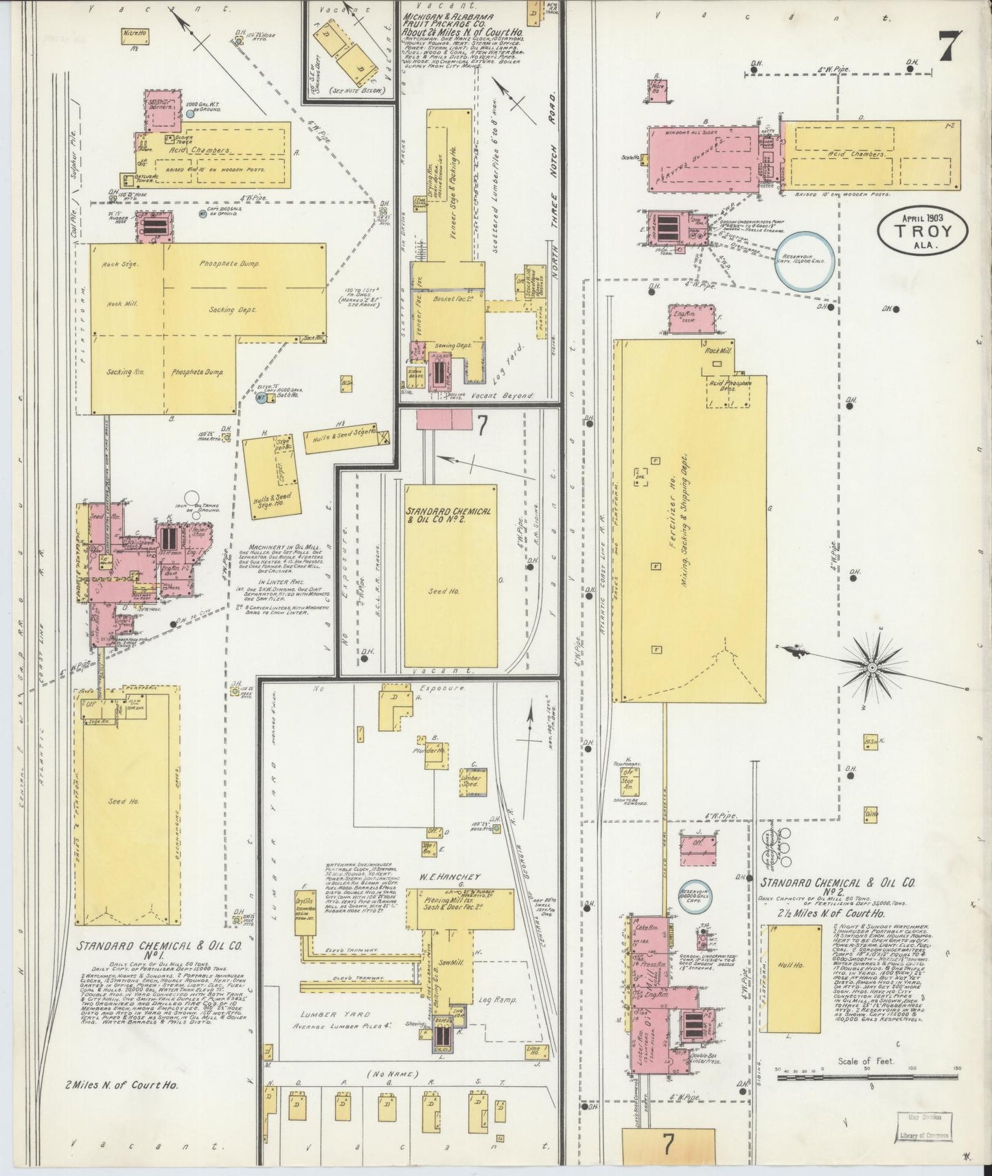 Sanborn Fire Insurance Map from Troy, Pike County, Alabama (1903), Sheet #0007 - Complete Map Set gallery image, historic Sanborn map, vintage wall art, Alabama Alabama