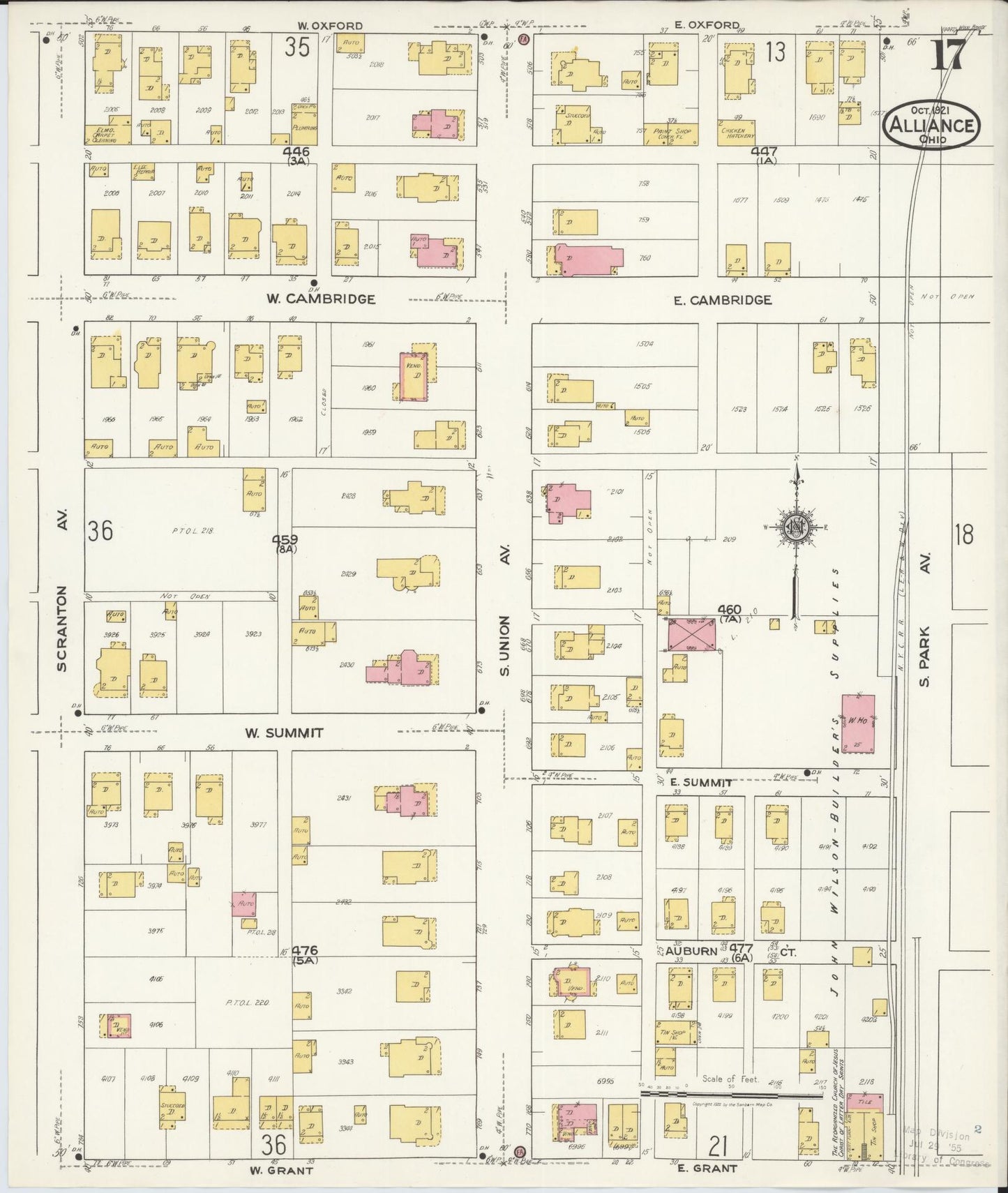 Sanborn Fire Insurance Map from Alliance, Stark County, Ohio (1921), Sheet #0017 - Historic Sanborn Fire Insurance Map Print, vintage old map wall art, antique decor, genealogy gift, Ohio Ohio map