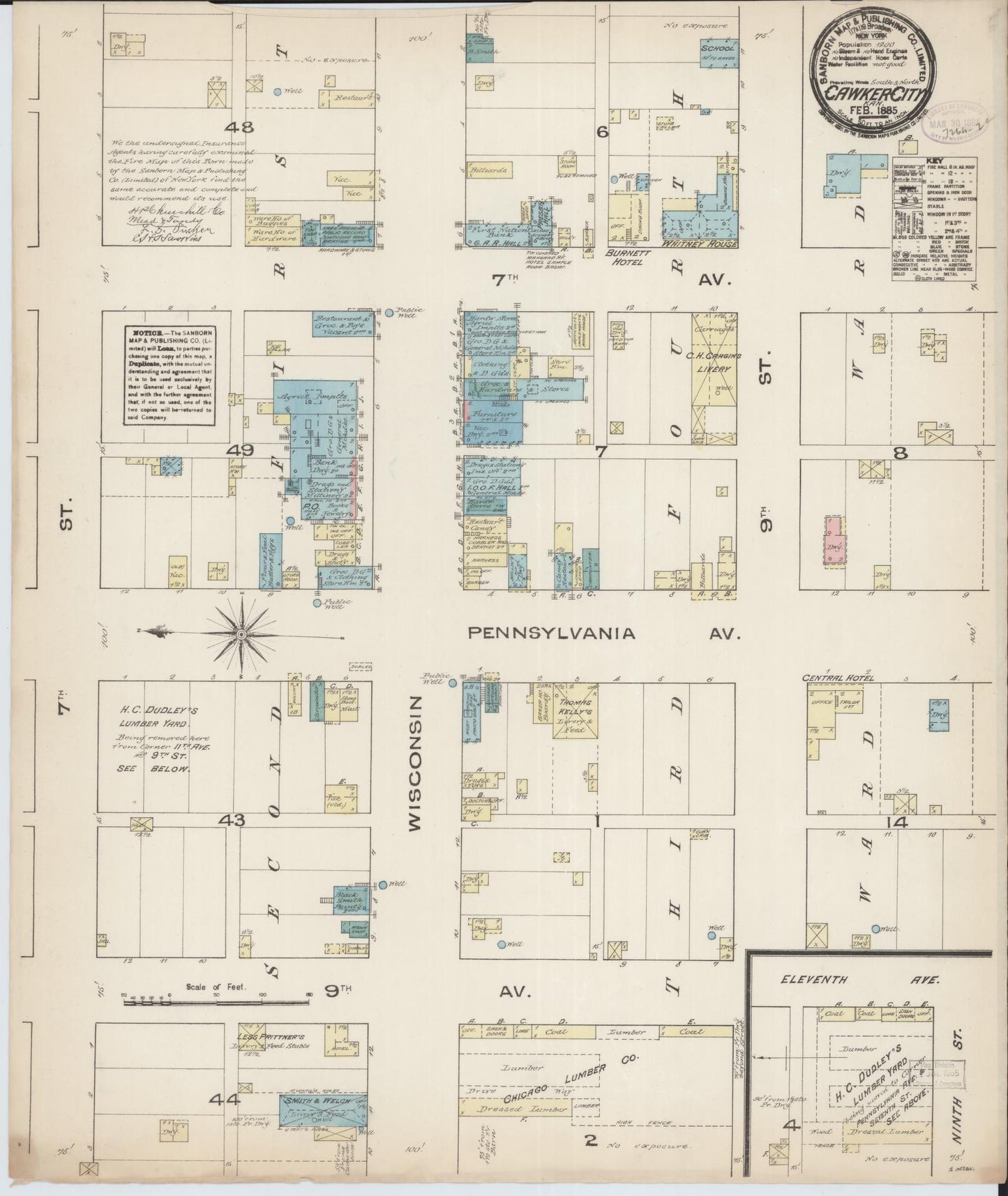 Sanborn Fire Insurance Map from Cawker City, Mitchell County, Kansas (1885), Sheet #0001 - Historic Sanborn Fire Insurance Map Print, vintage old map wall art, antique decor, genealogy gift, Kansas Kansas map